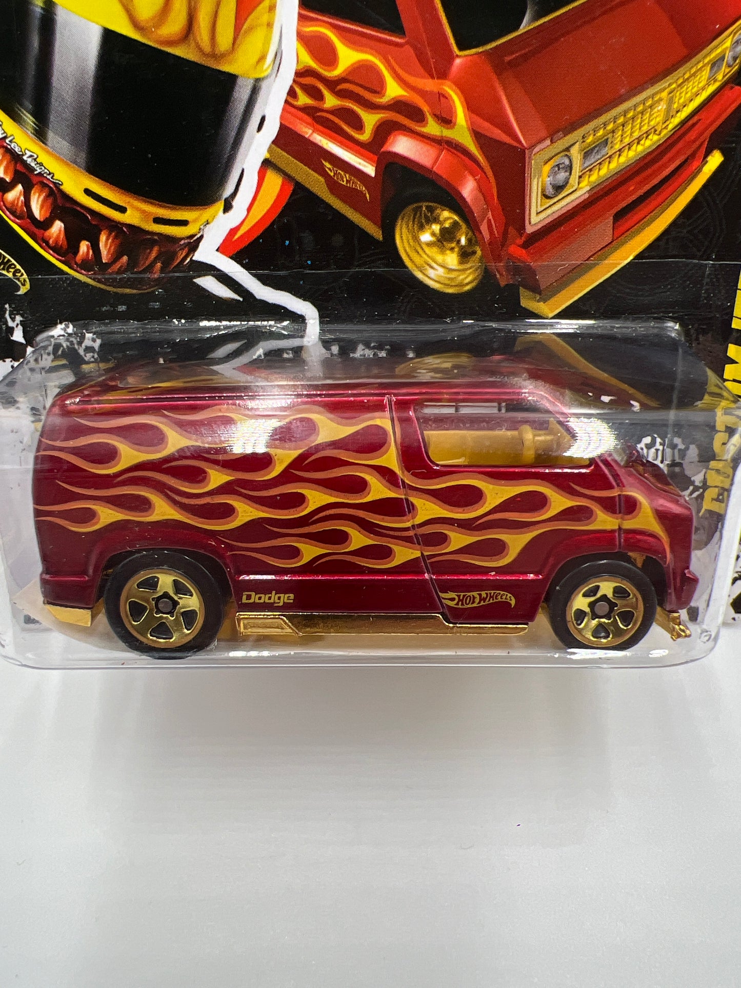 2012 Team Hot Wheels Top Rides Yellow Driver Picks Custom 77 Dodge Van Red 153A