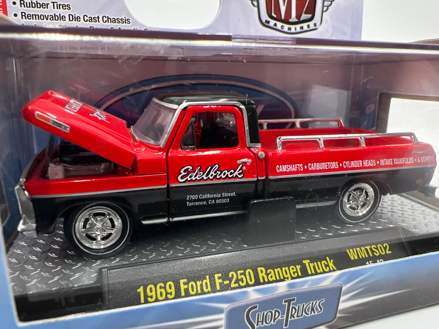 M2 Machines Shop-Trucks Walmart Exclusive 1969 Ford F-250 Ranger Truck Red Edelbrock WMTS02