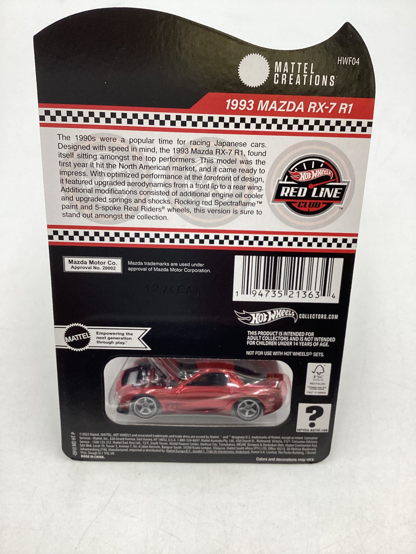 2024 Hot wheels RLC 1993 Mazda RX-7 R1 with protector