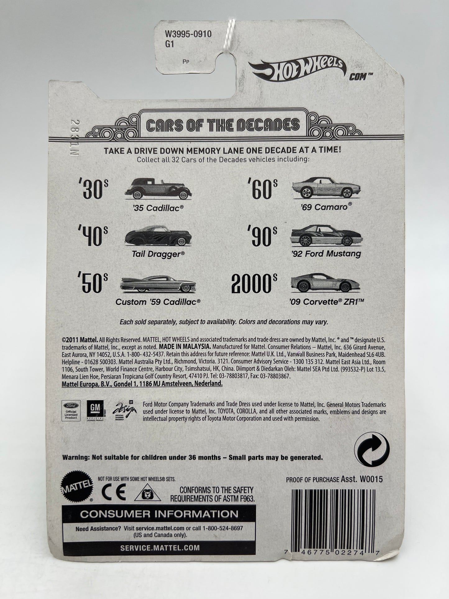 Hot Wheels Cars of the Decades The 50s #9 Custom 59 Cadillac Green Blister Not Perfect 164E