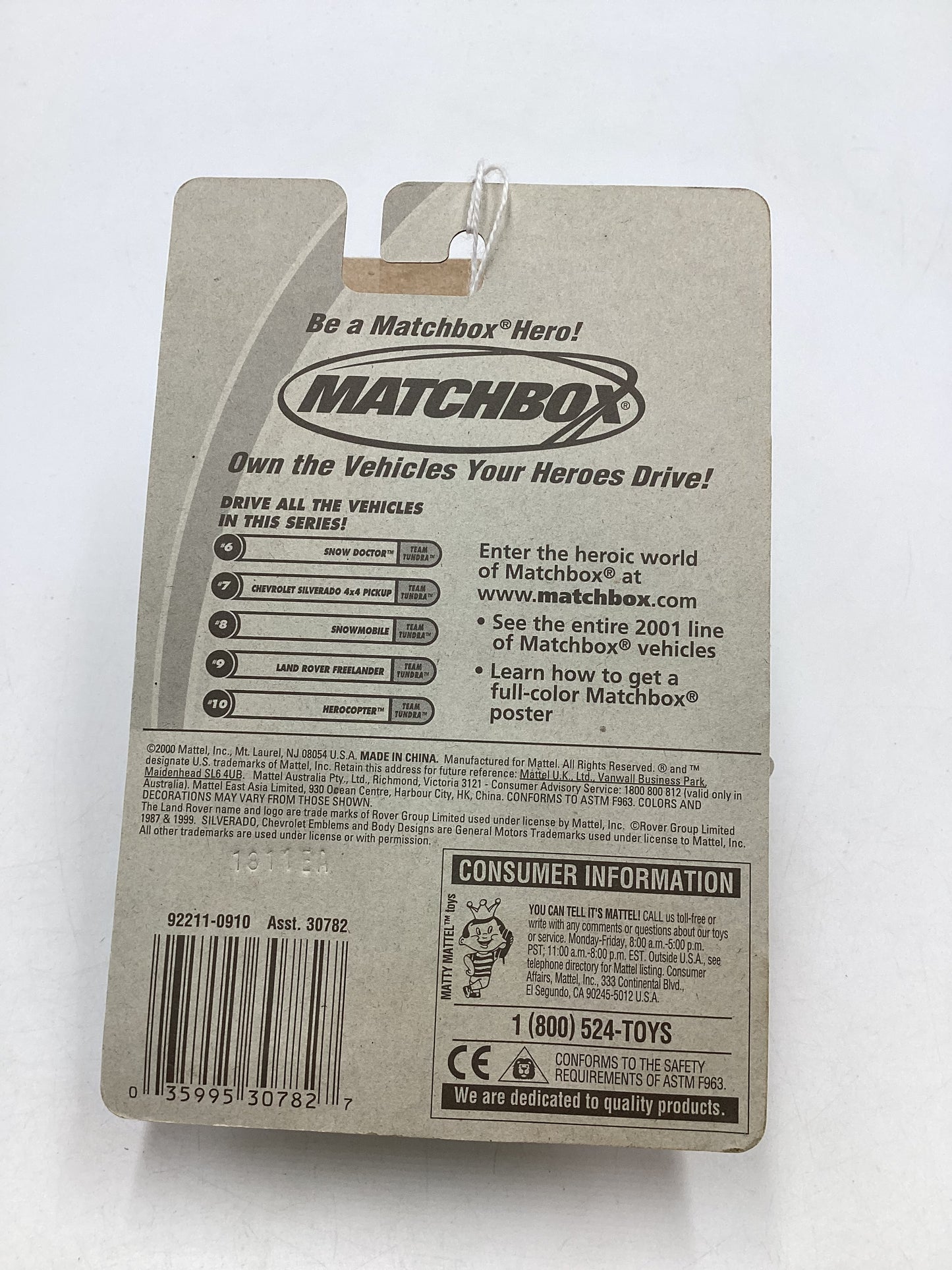 Matchbox #8 Team Tundra Snowmobile Yellow 207E