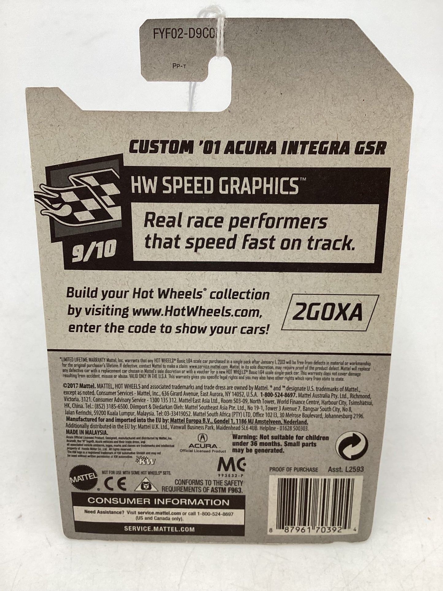 2019 Hot Wheels Factory Sealed #5 Custom 01 Acura Integra GSR Black 102i