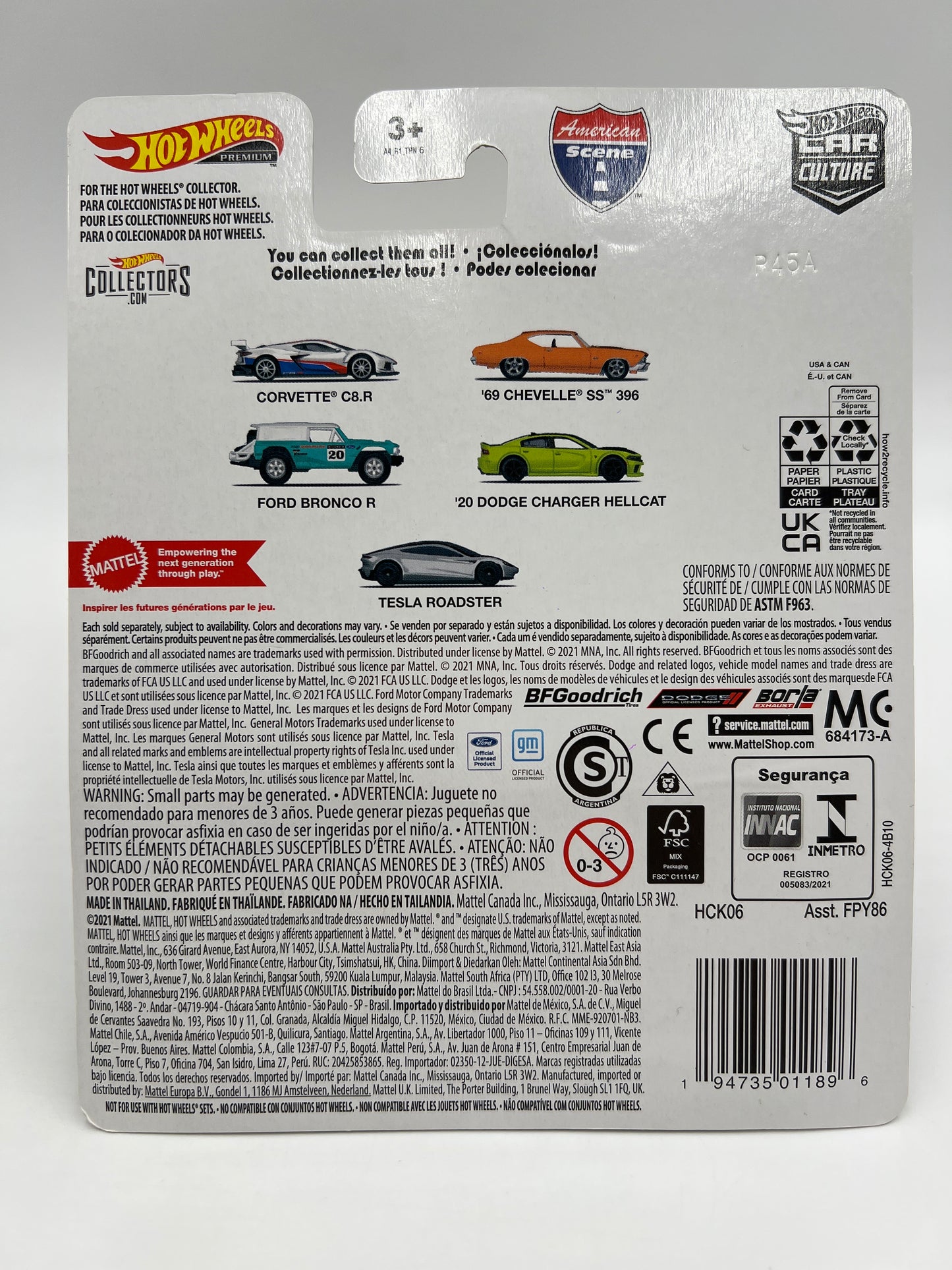 Hot Wheels Premium Car Culture American Scene CHASE #0 Corvette C8.R Black W/Protector Bad Card