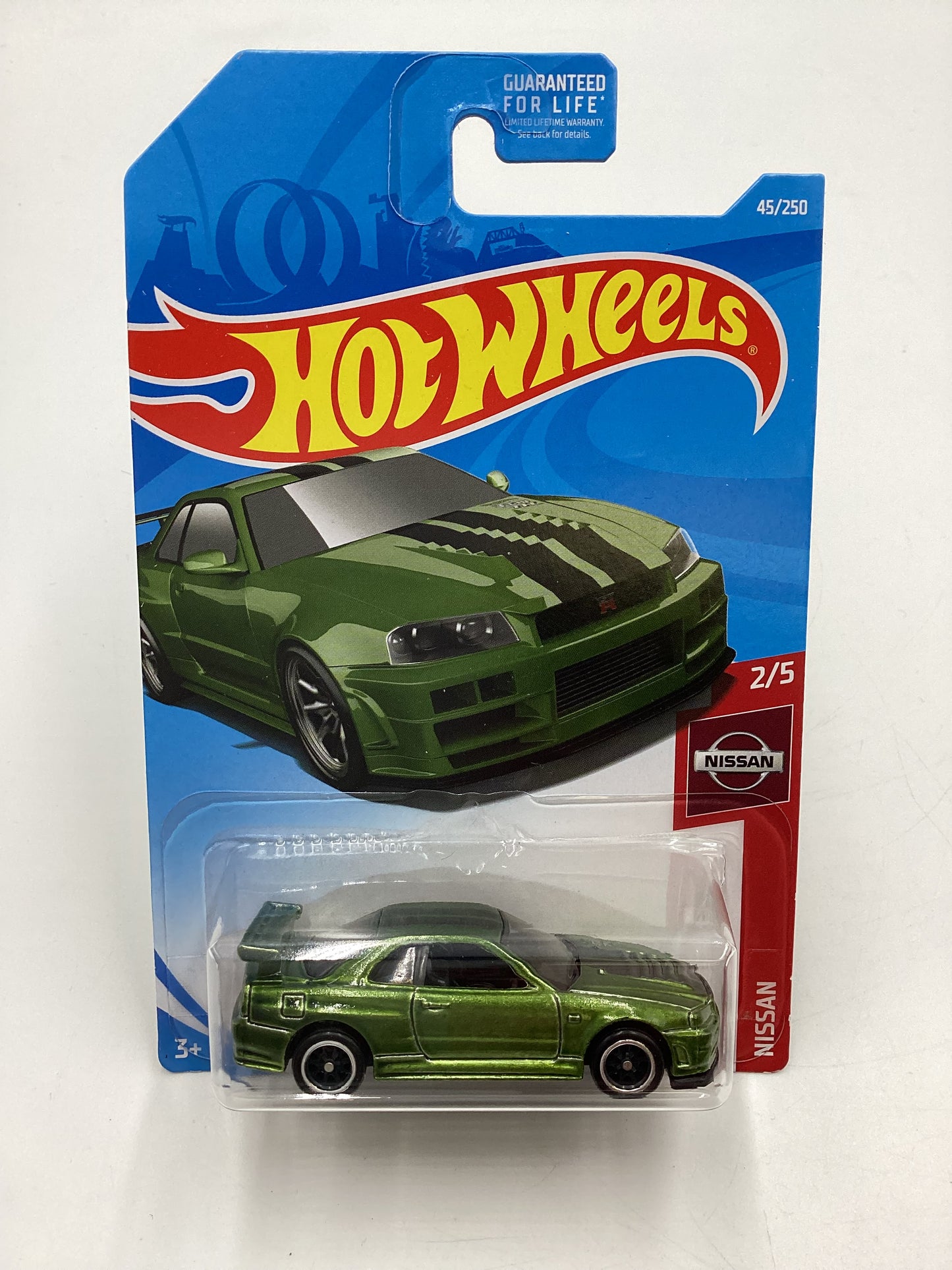 2019 Hot Wheels #045 Super Treasure Hunt Nissan Skyline GT-R BNR34 Green W/Protector