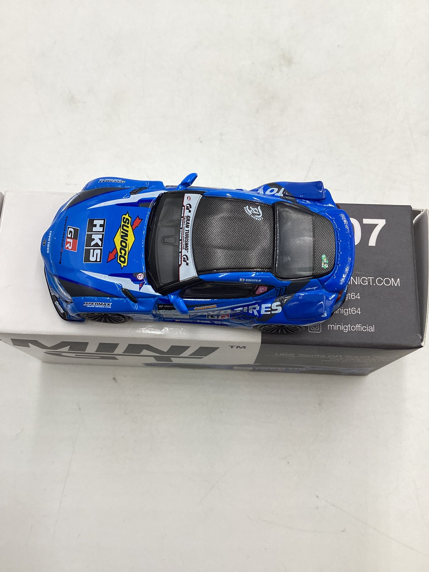 Mini GT #307 Opened HKS Toyota GR Supra No. 77 Blue