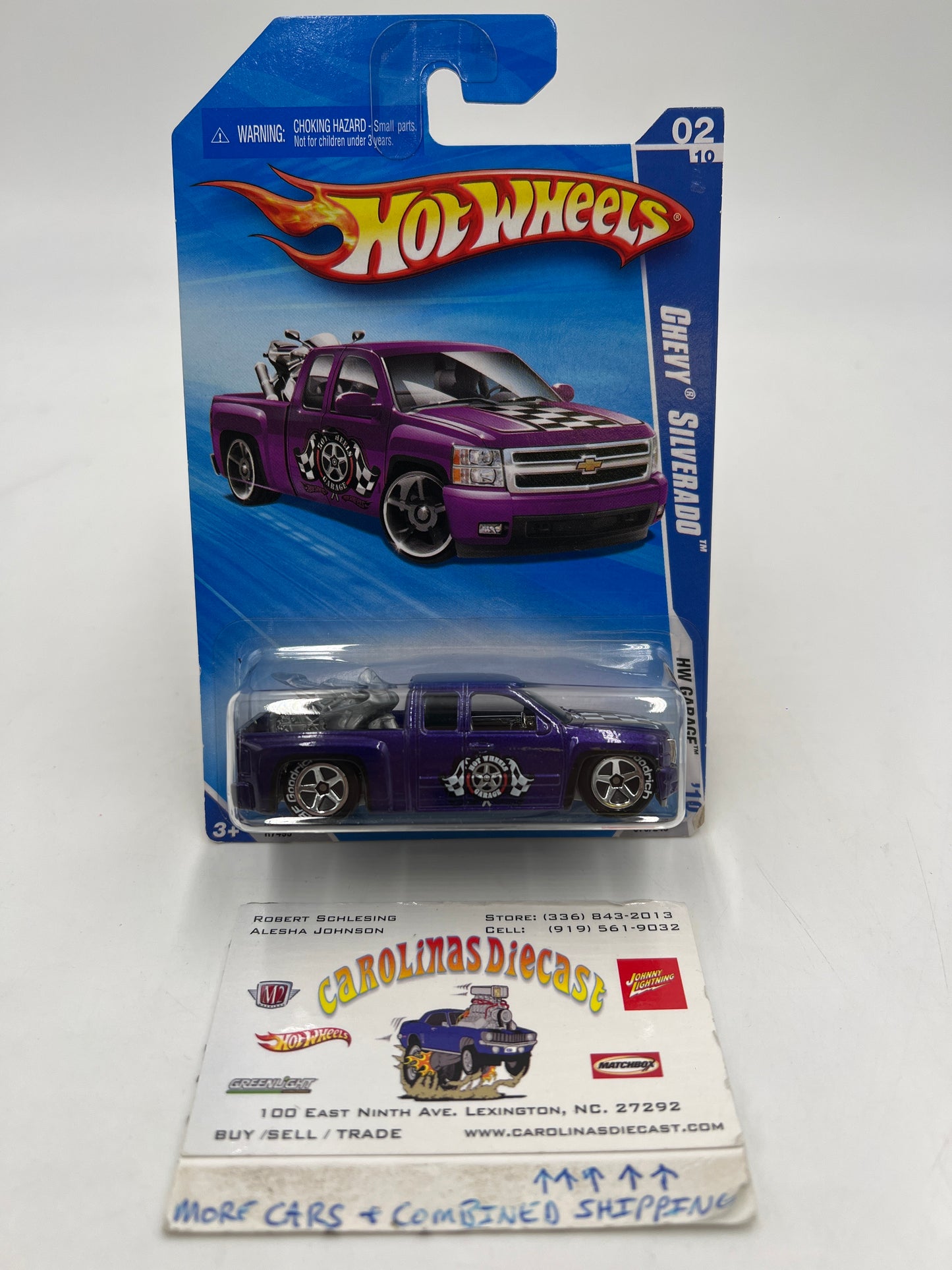 2010 Hot Wheels Garage #070 Walmart Exclusive Chevy Silverado Purple W/Protector