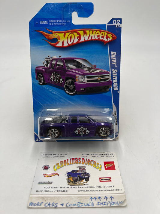 2010 Hot Wheels Garage #070 Walmart Exclusive Chevy Silverado Purple W/Protector