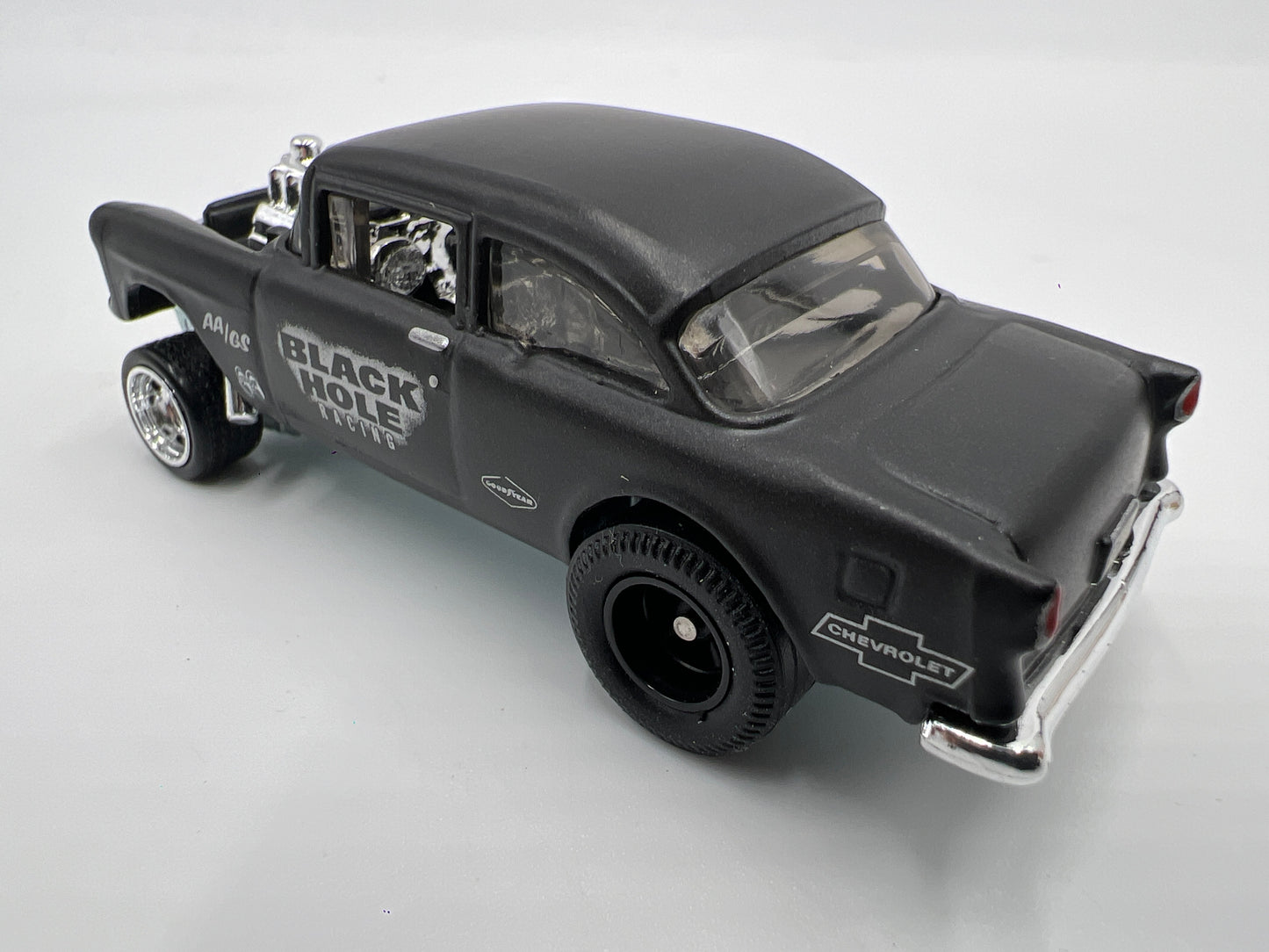 Hot Wheels 1/64 Premium Diorama Set 55 Chevy Bel Air Gasser Matte Black Hole Loose