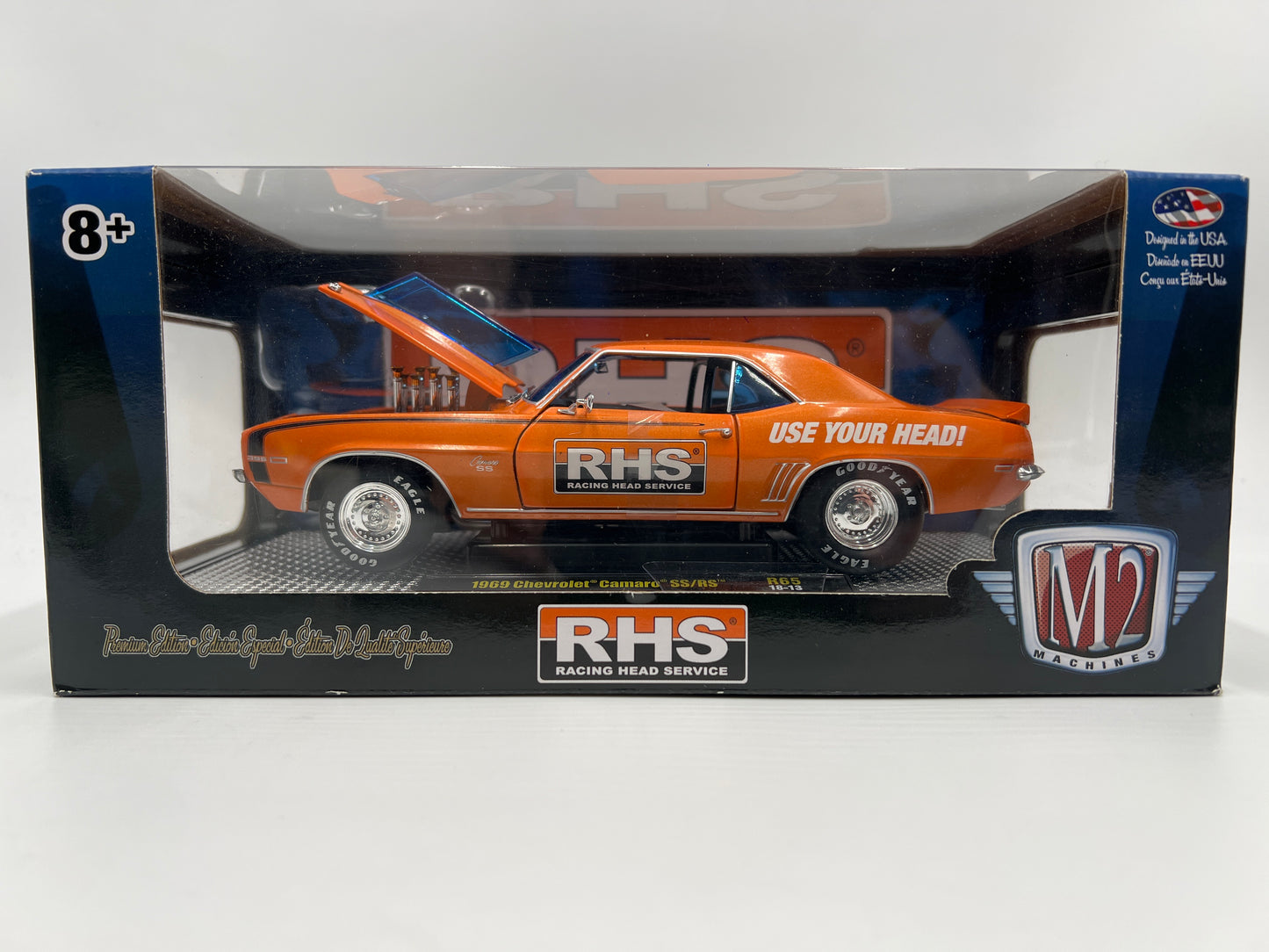 M2 Machines 1/24 Premium Edition RHS 1969 Chevrolet Camaro SS/RS Orange R65