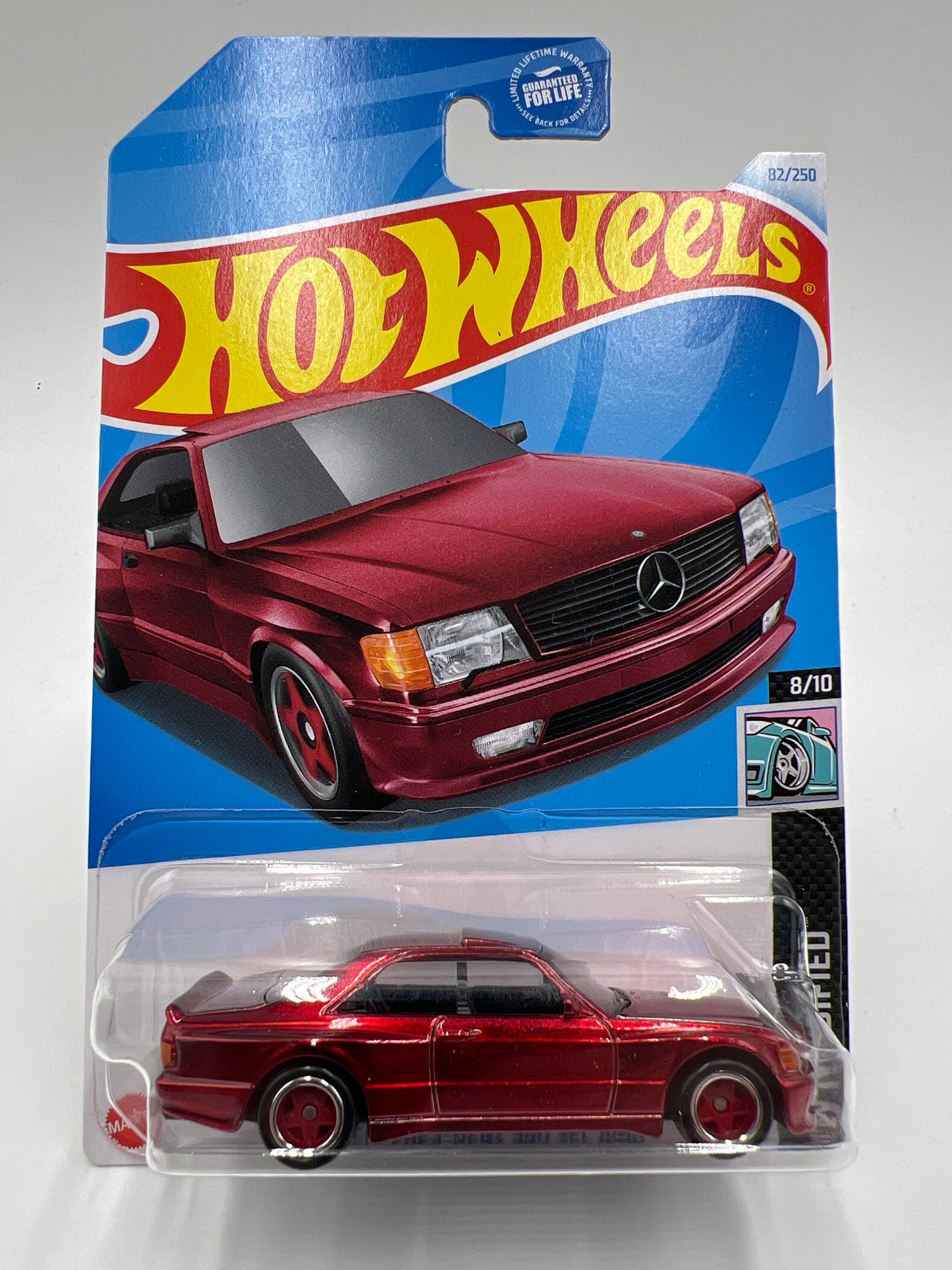 2024 Hot Wheels Super Treasure Hunt #82 89 Mercedes-Benz 560 SEC AMG Red W/Protector