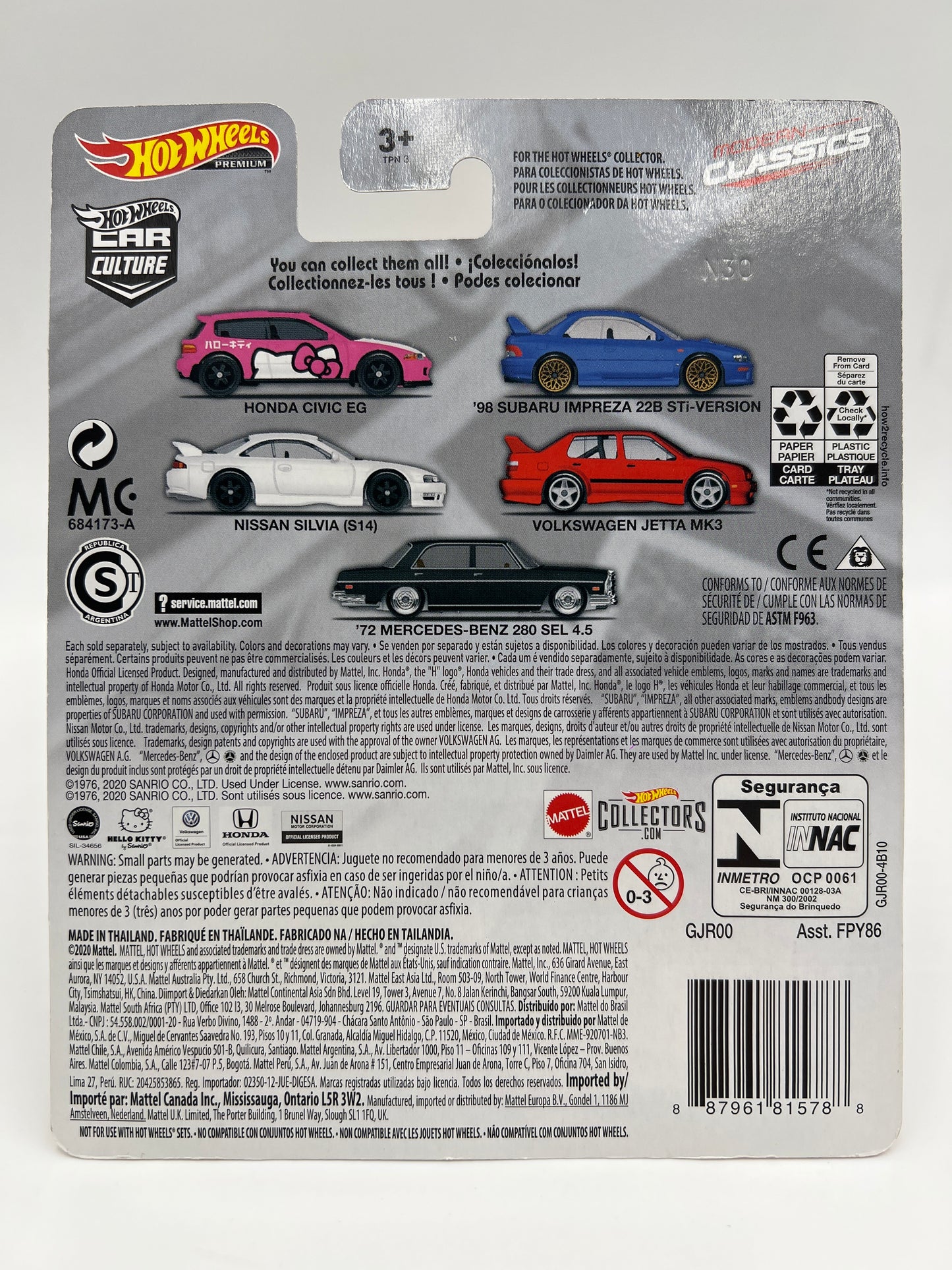 Hot Wheels Premium Modern Classics #1 Honda Civic EG Hello Kitty W/Protector