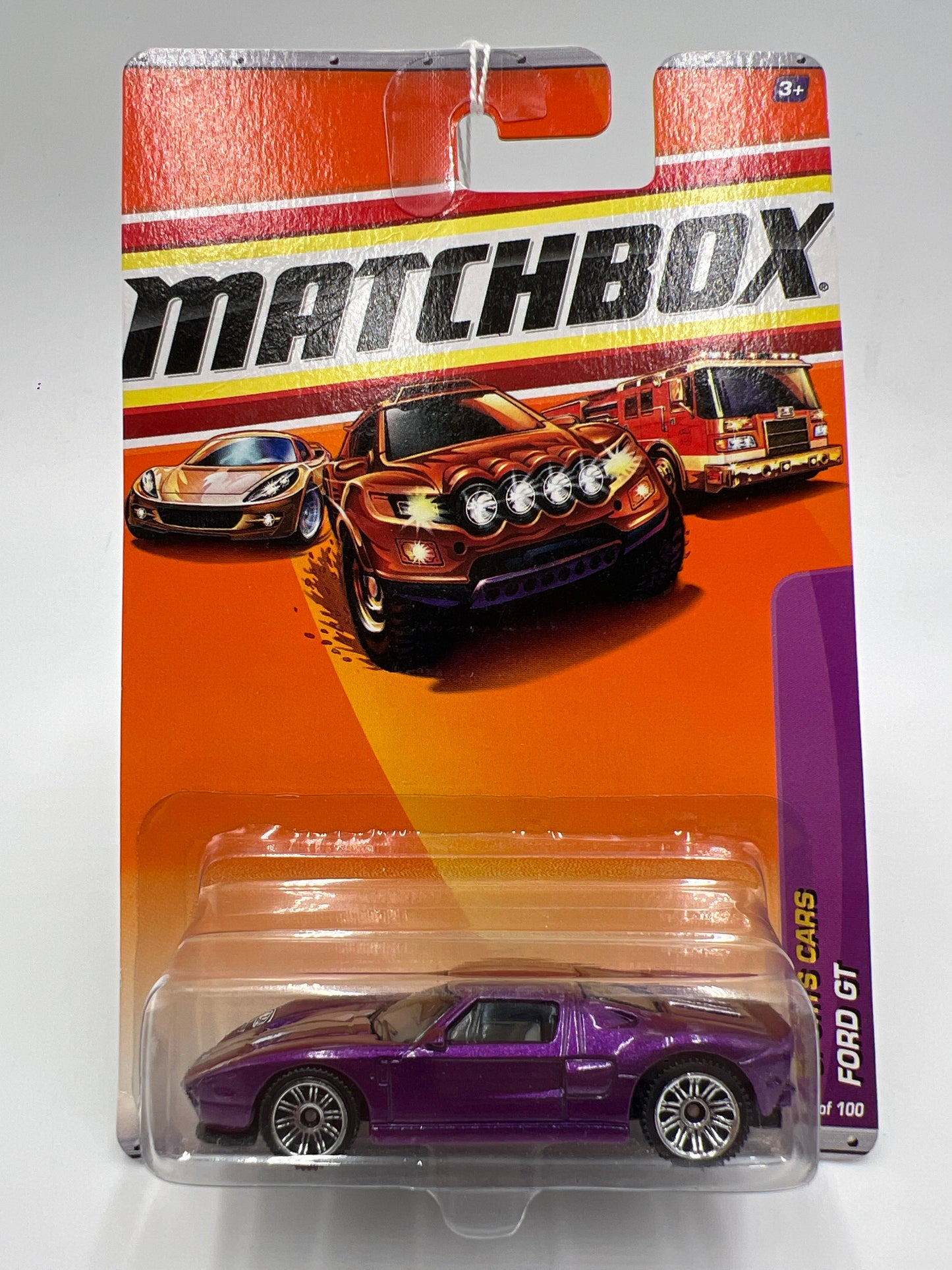 Matchbox Sports Cars #13 Ford GT Purple Card Has Crease