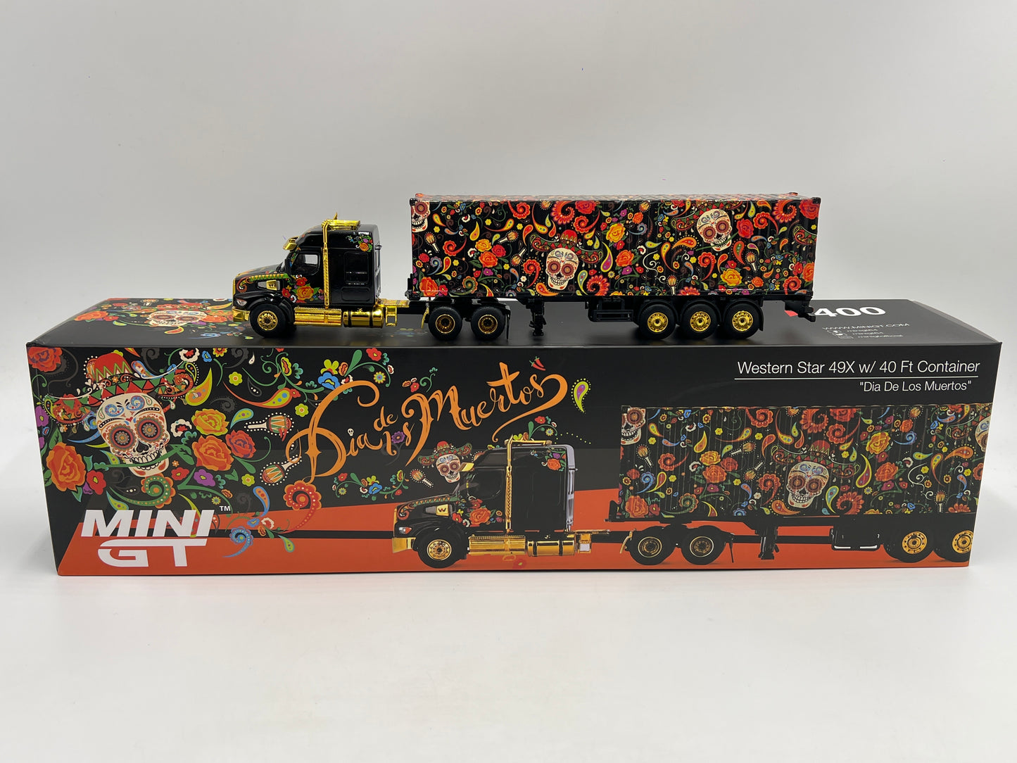 Mini GT #400 Western Star 49X W/40ft Container Dia De Los Muertos