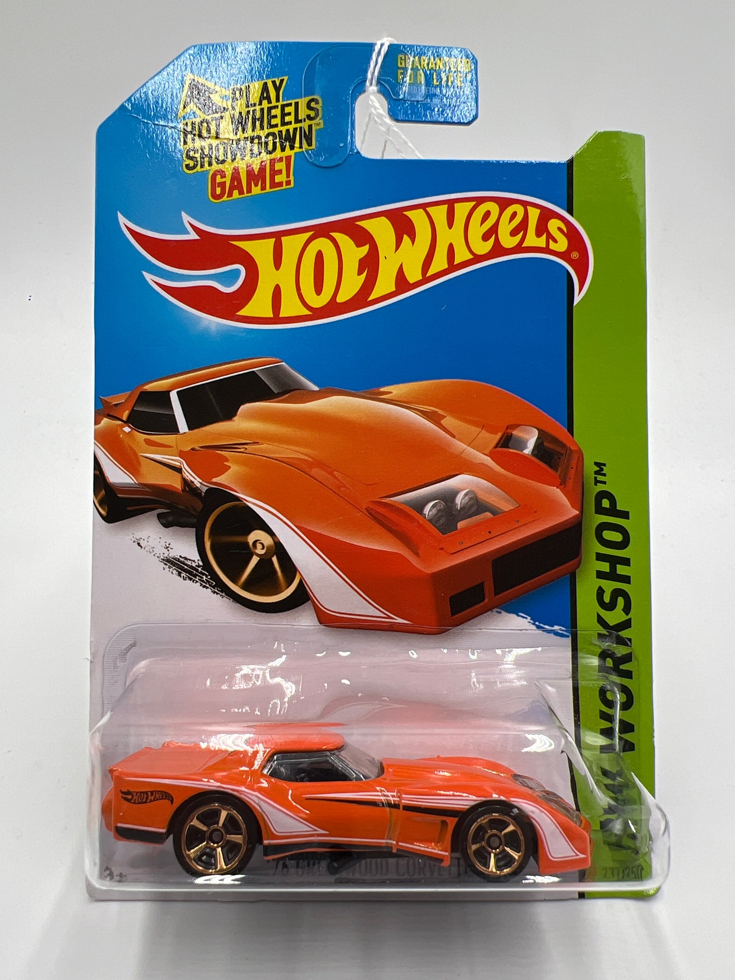 2014 Hot Wheels Workshop #237 76 Greenwood Corvette Orange (Card Not Perfect) 14G