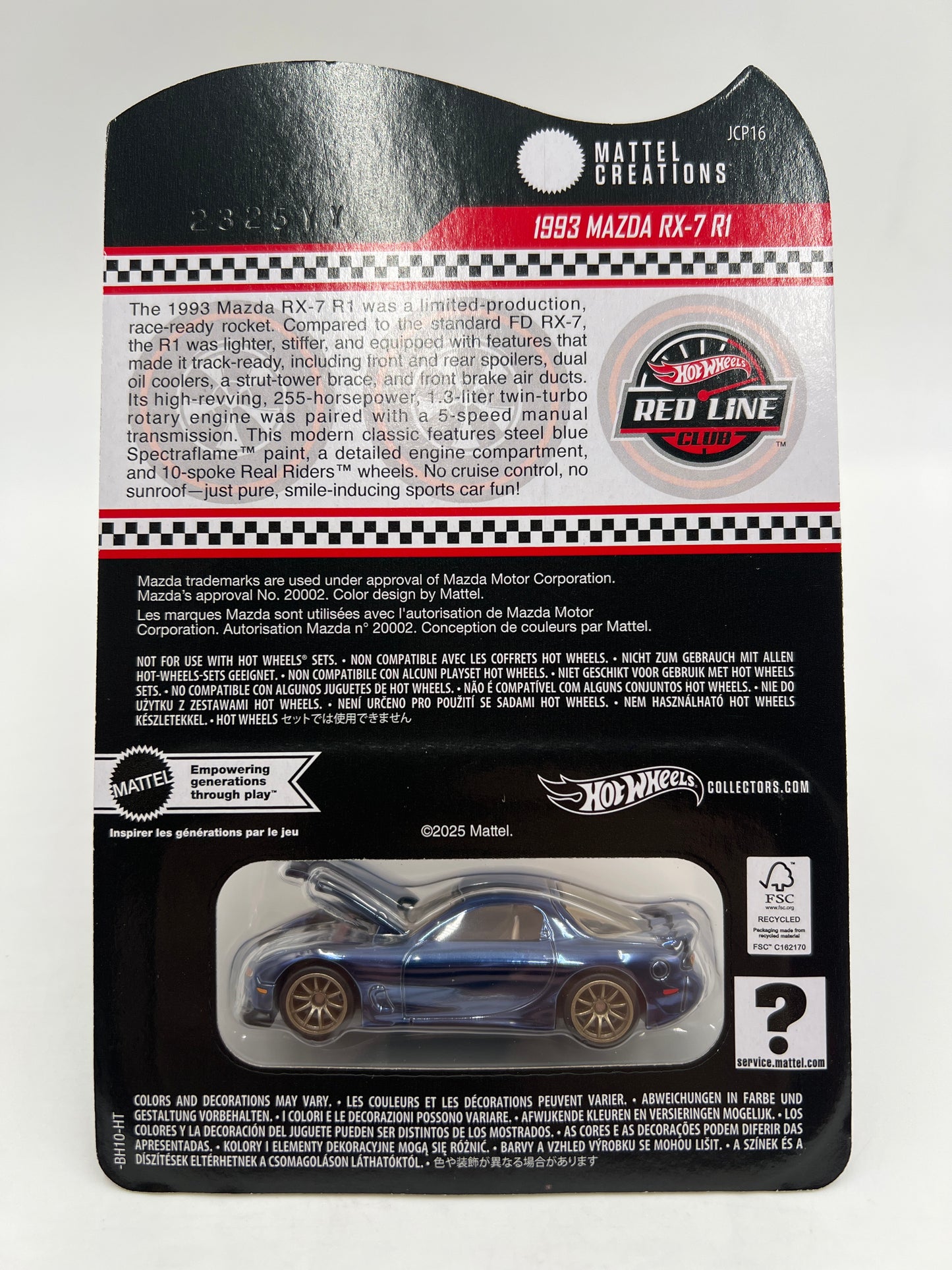 2025 Hot Wheels RLC 1993 Mazda RX-7 R1 Blue W/Protector