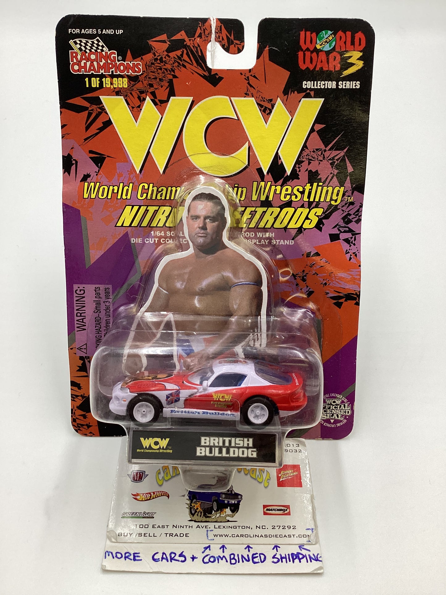 Racing Champions WCW Nitro Streetrods British Bulldog 96 Viper GTS White/Red *Cracked Blister* SR