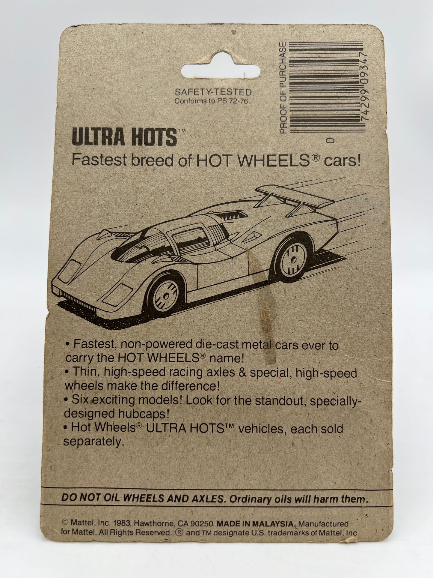 Hot Wheels Original 1983 Ultra Hots #7528 Jet Sweep X5 W/Protector Cracked Blister