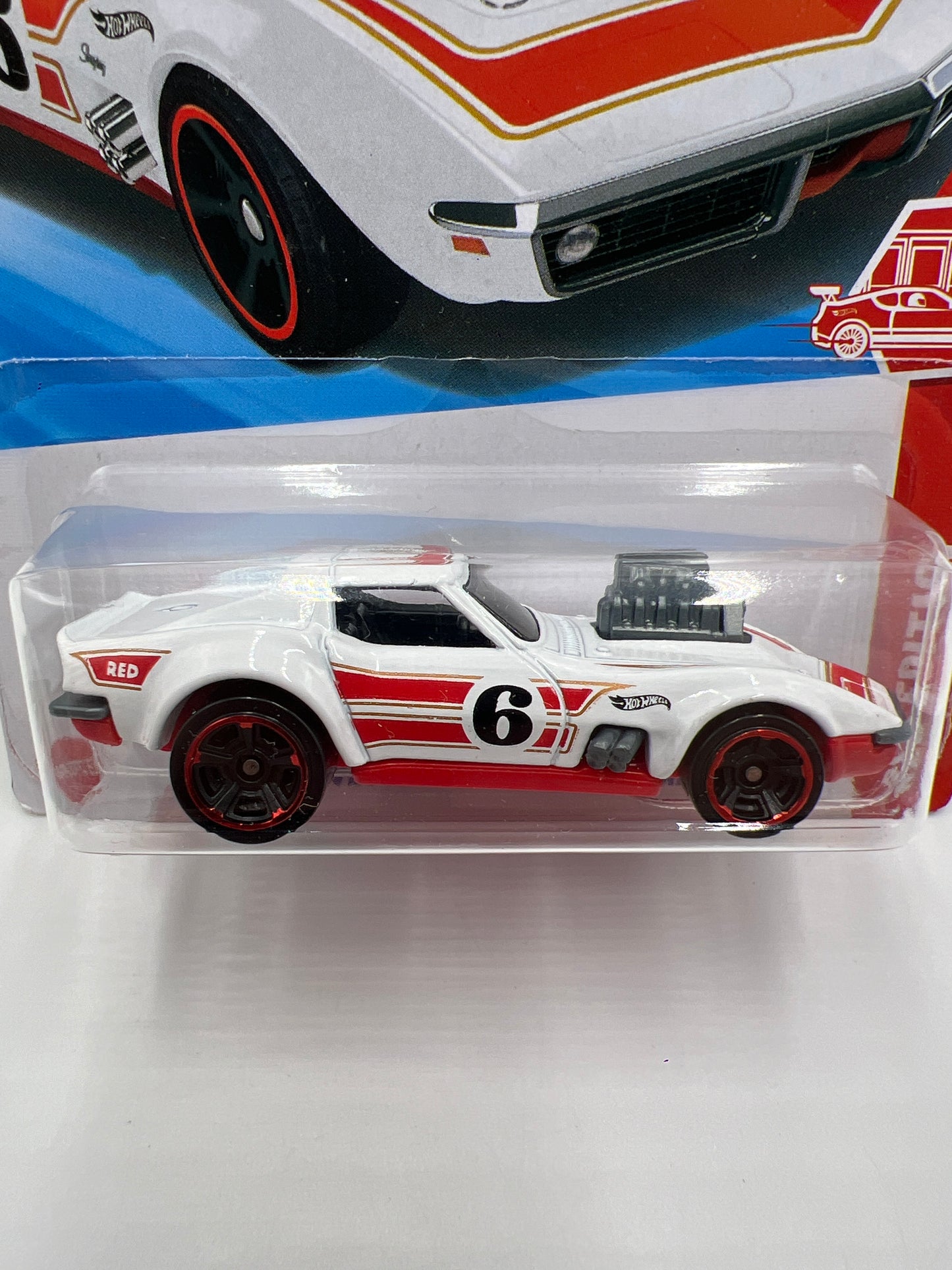 2025 Hot Wheels Target Exclusive Red Edition #134 68 Corvette Gas Monkey Garage White Bad J Hook