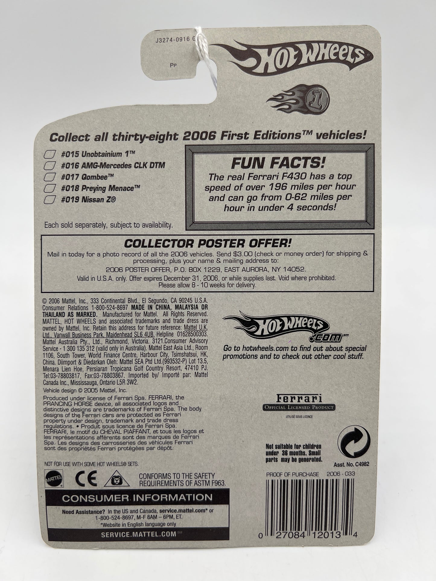 2006 Hot Wheels First Editions #033 Ferrari F430 Spider Black