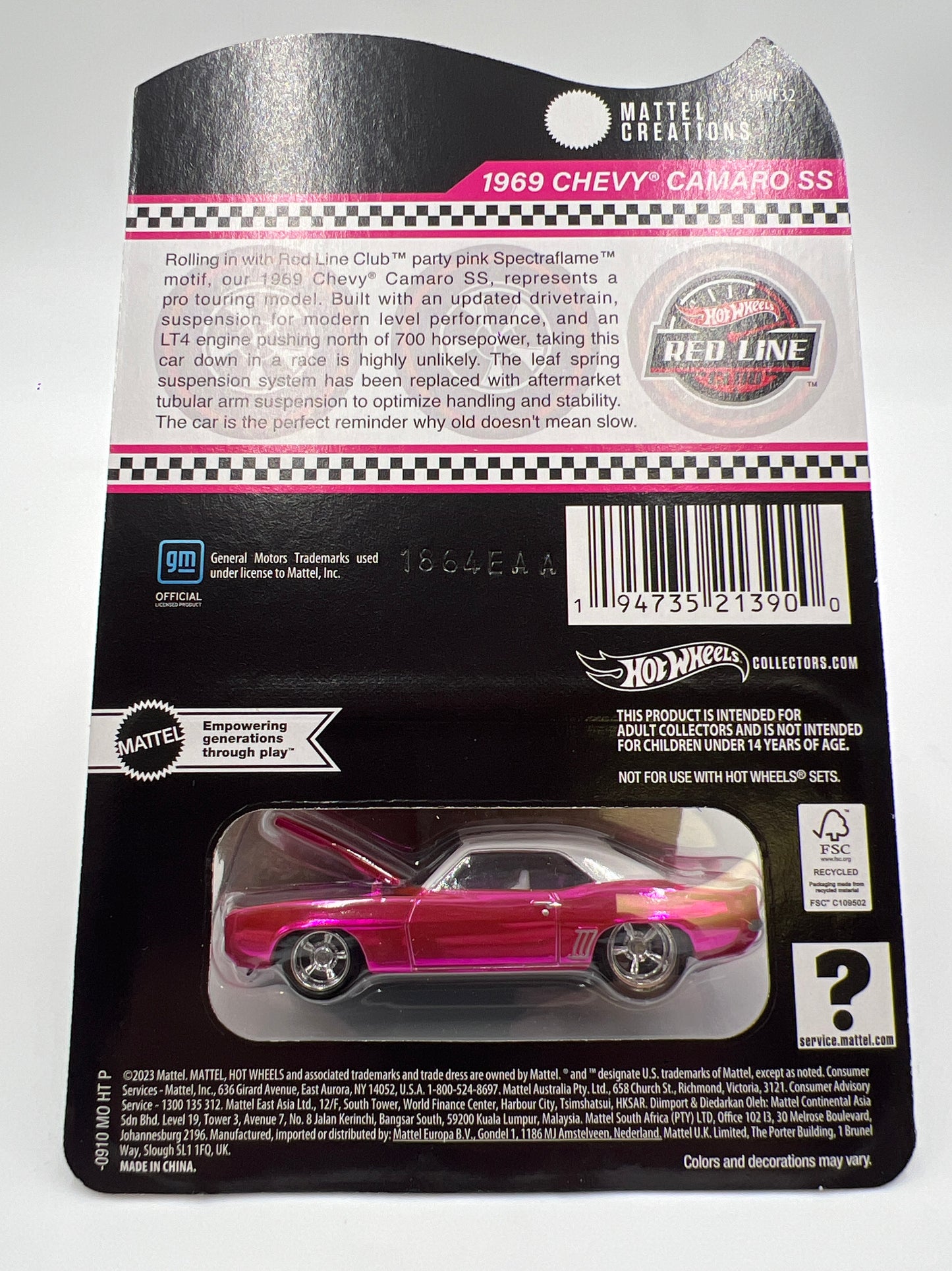 2024 Hot Wheels RLC Club Exclusive 1969 Chevy Camaro SS Pink W/Protector