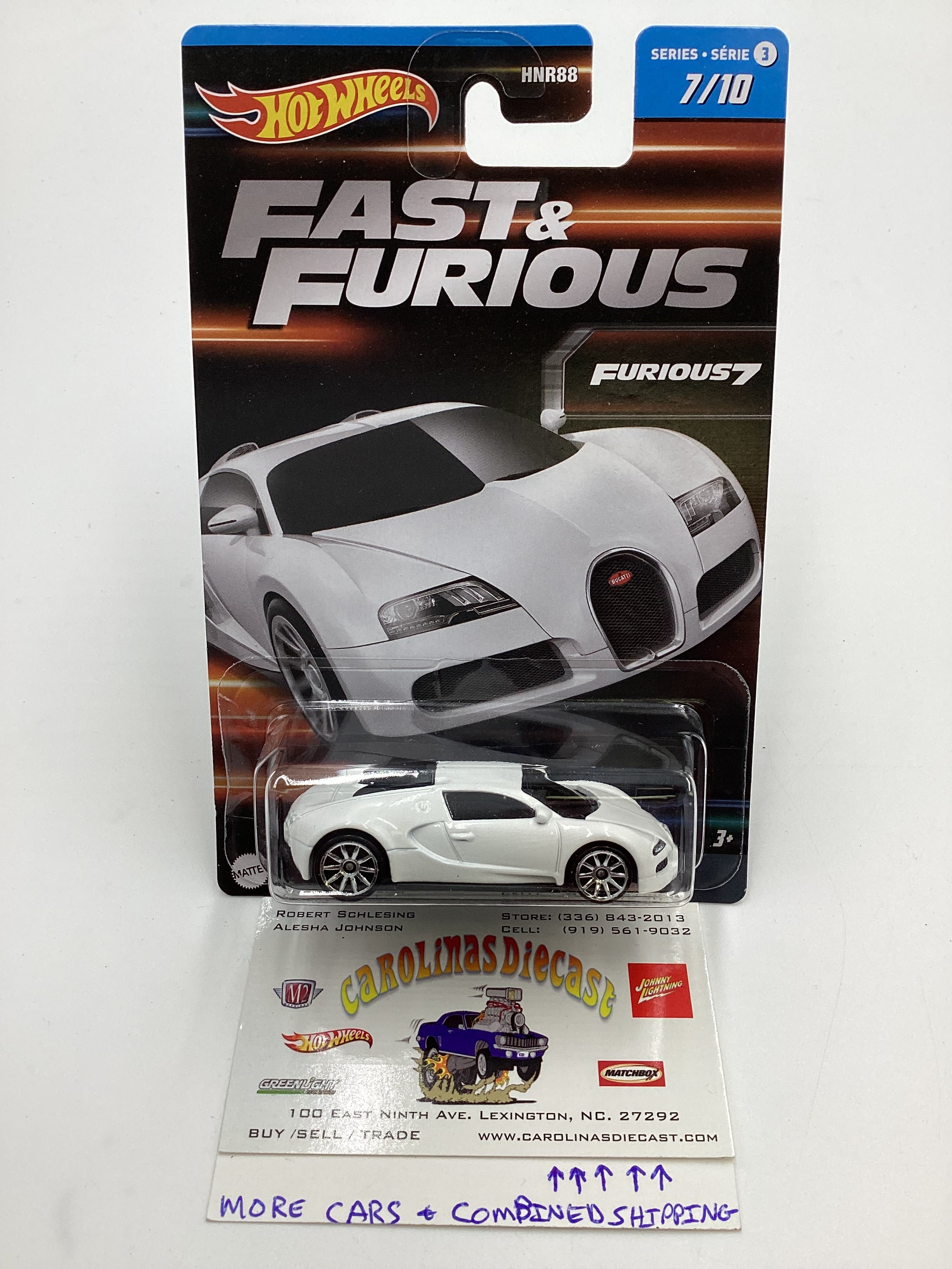 2023 Hot Wheels Fast and Furious Series 3 7 Bugatti Veyron White with carolinasdiecast