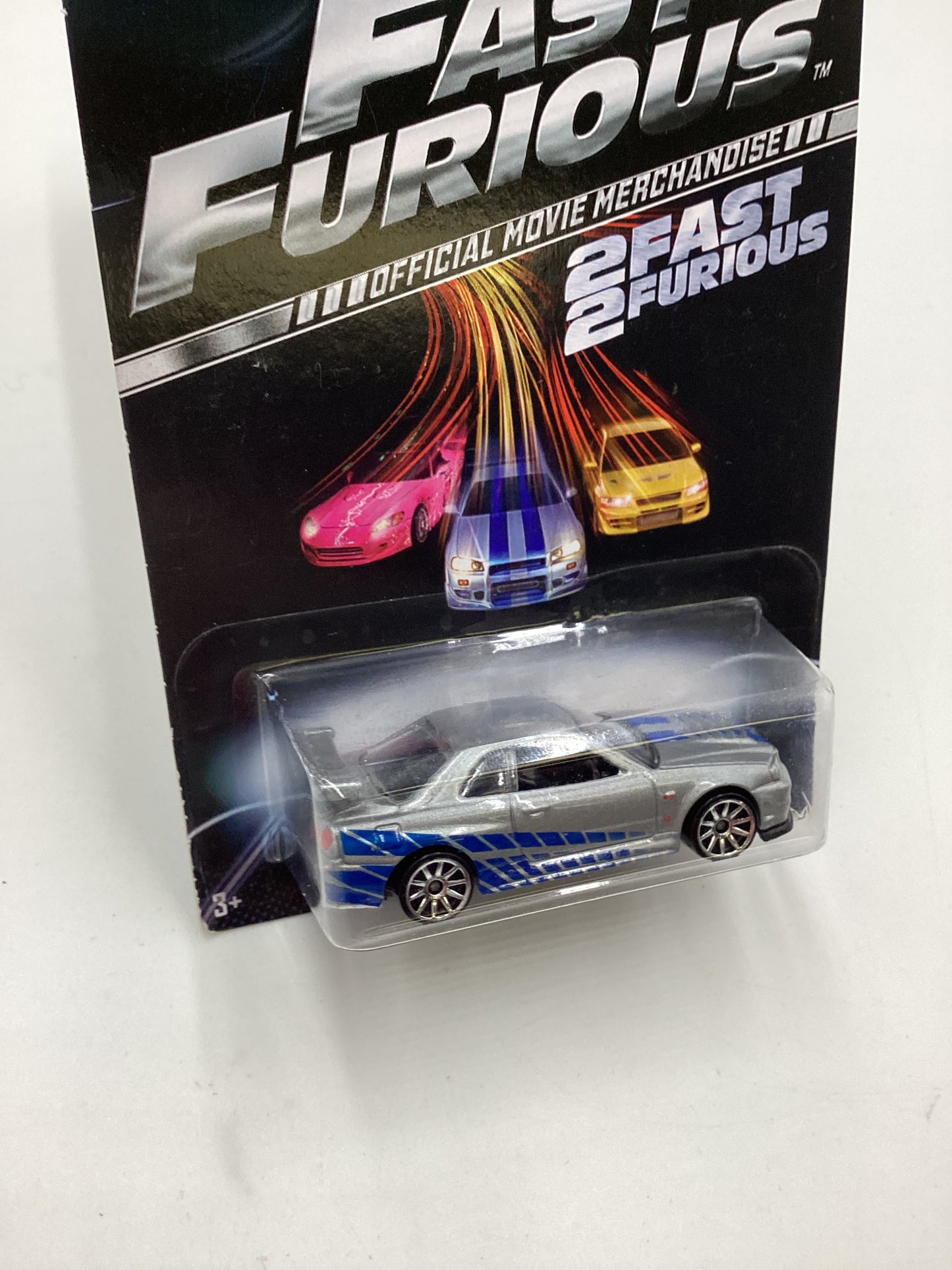 2014 Hot Wheels Fast and Furious #3 Nissan Skyline GT-R (R34) Silver Cracked Blister