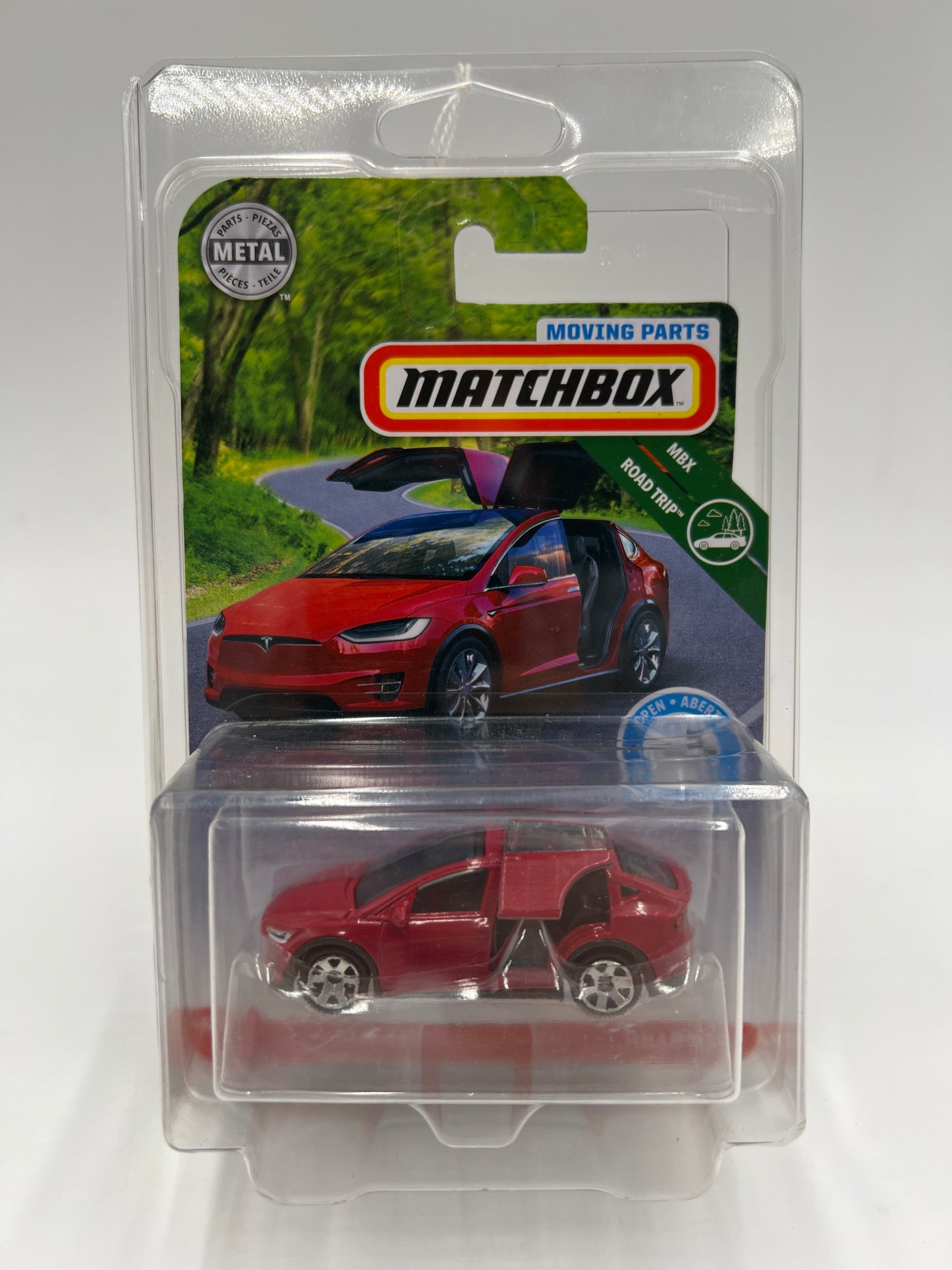 Matchbox Moving Parts MBX Road Trip Tesla Model X Red W/Protector