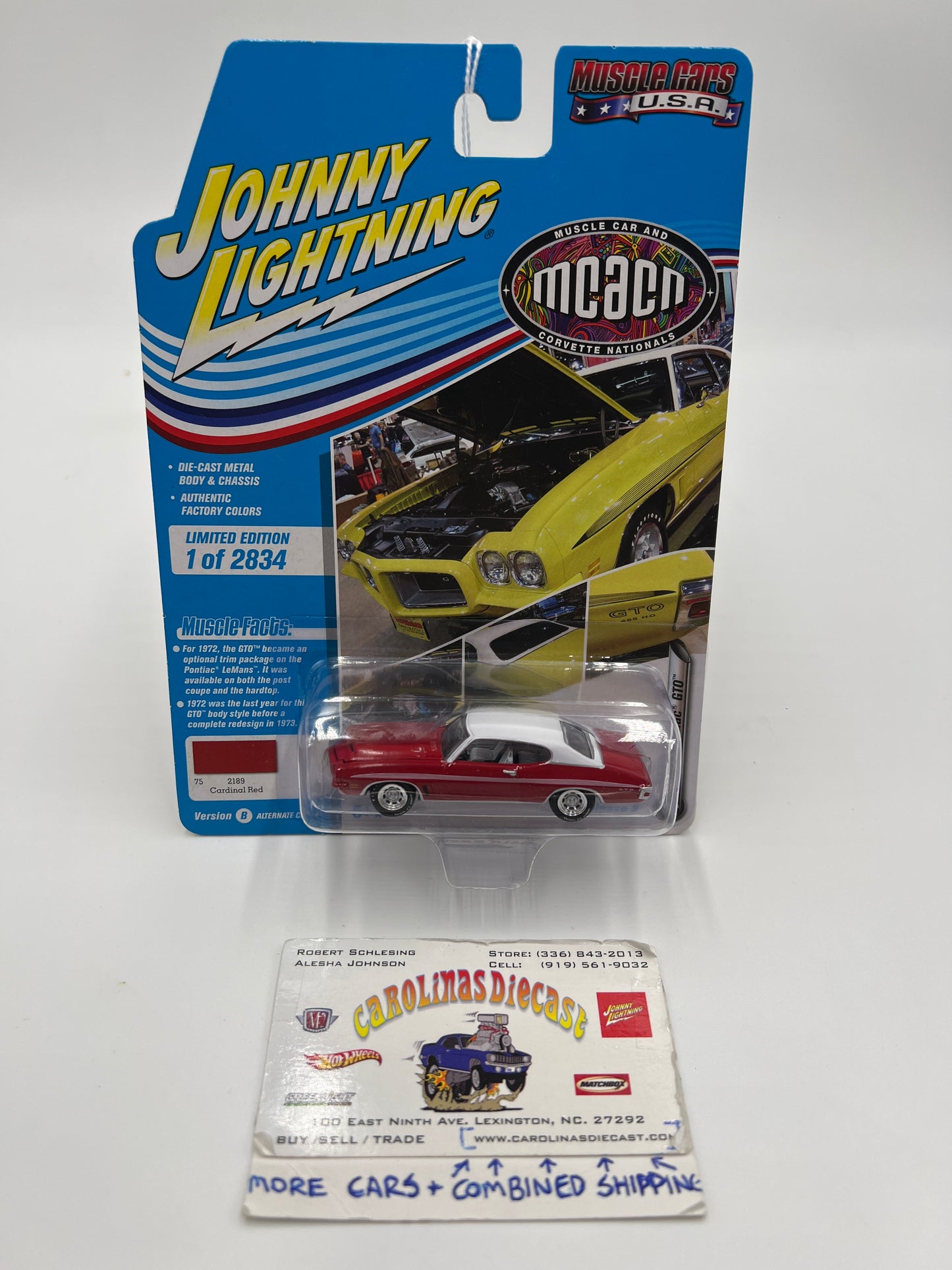 Johnny Lightning Muscle Cars U.S.A MCACN Release 3 Version B  1972 Pontiac GTO Cardinal Red 229A