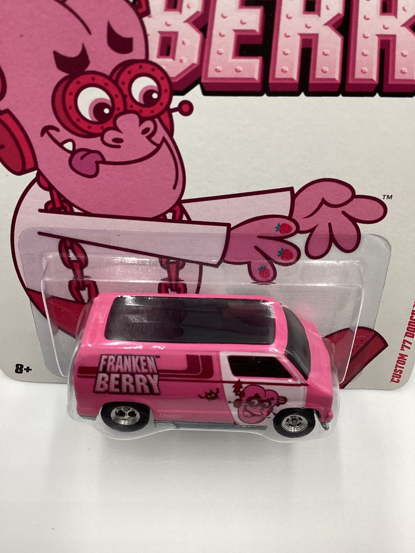 2011 Hot Wheels Premium General Mills Custom 77 Dodge Van Pink Franken Berry with protector