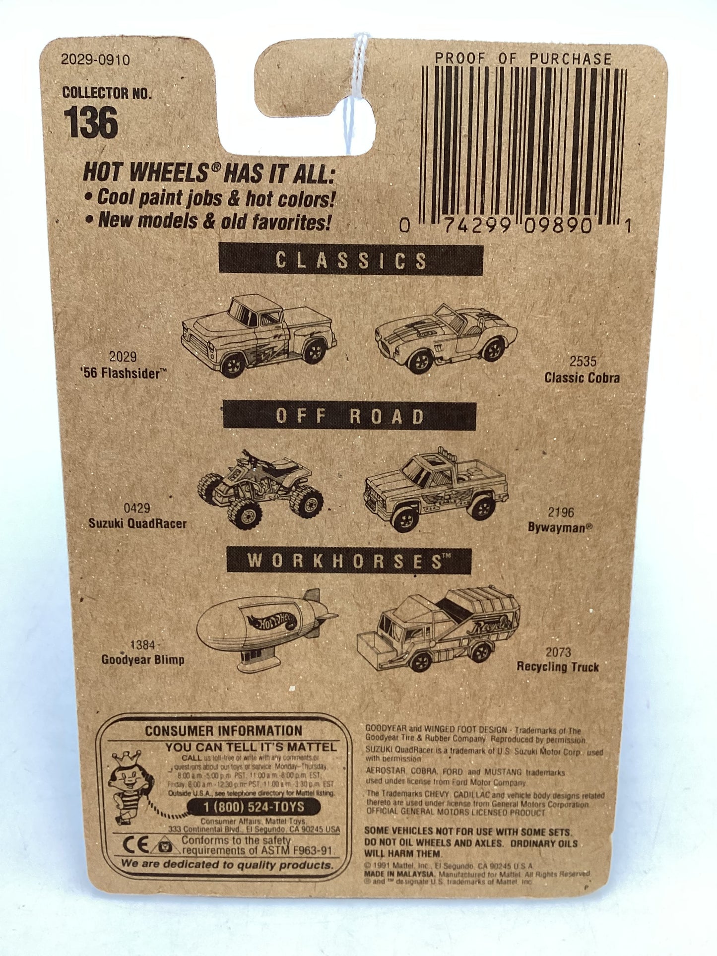 Hot Wheels Blue Card Collector No. 136 56 Flashsider Light Blue UH Chrome Wheels