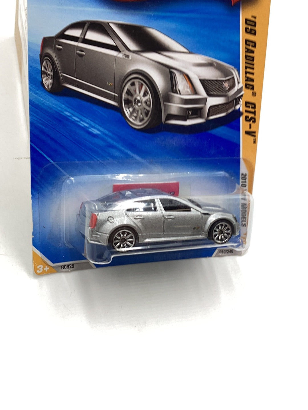 2010 Hot Wheels #10 09 Cadillac CTS-V 240C silver with protector