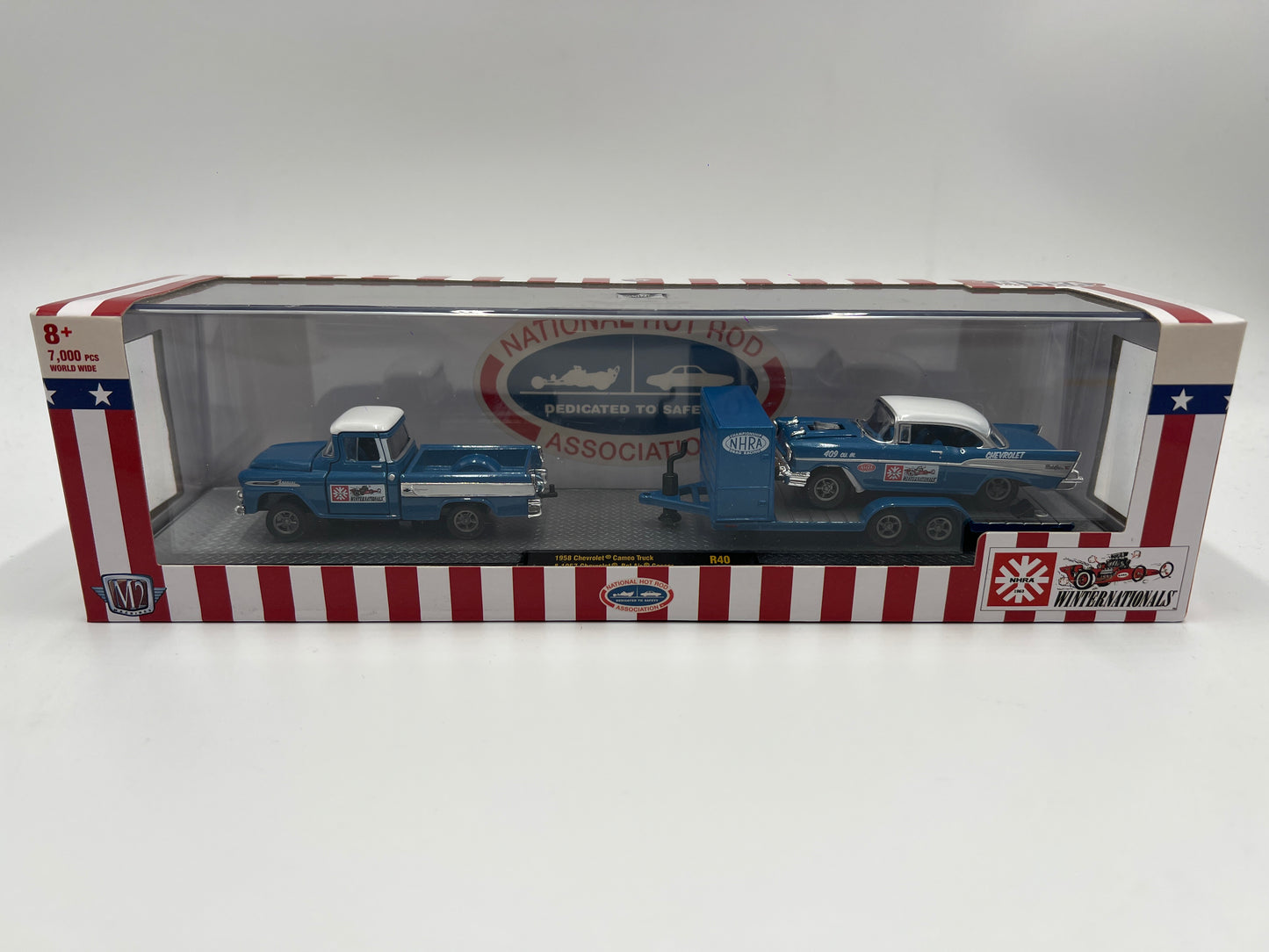 M2 Machines Auto Haulers NHRA 1958 Chevrolet Cameo Truck & 1957 Chevrolet Bel Air Gasser R40