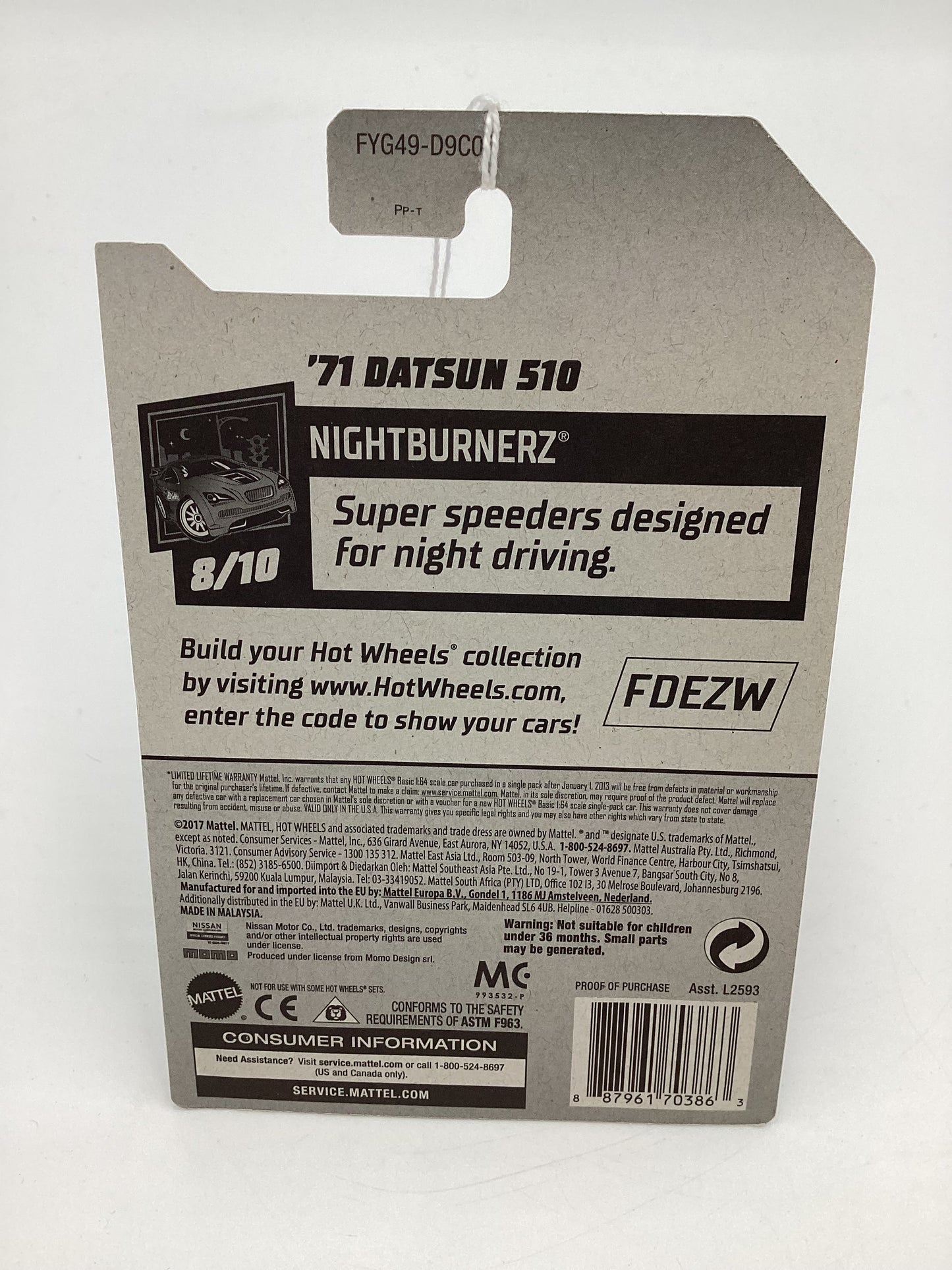 2019 Hot Wheels Kmart Exclusive #97 71 Datsun 510 Momo Black SR