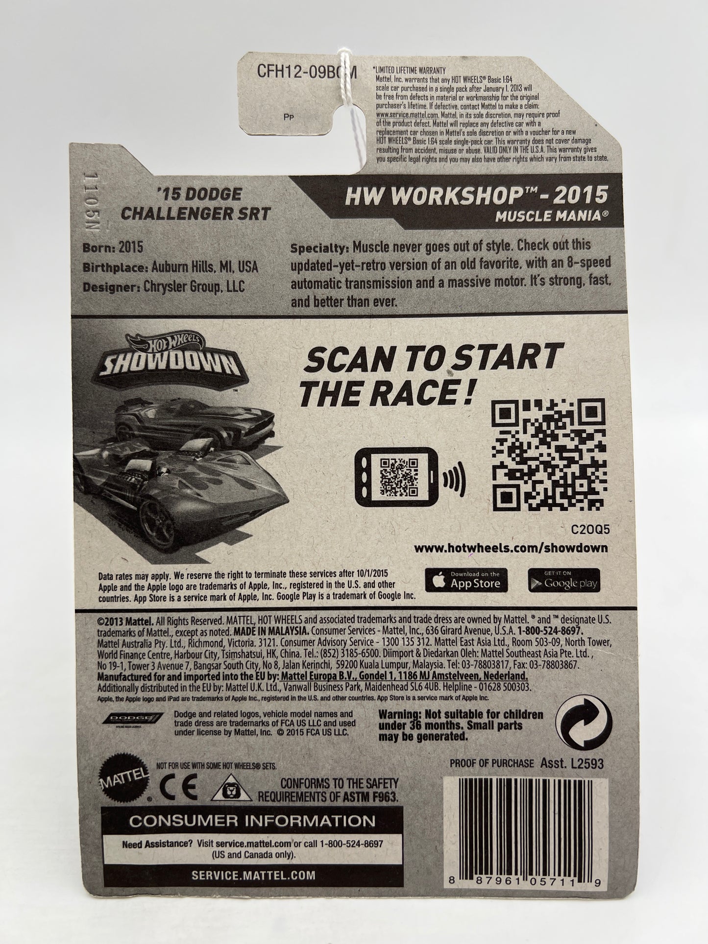 2015 Hot Wheels Workshop #235 15 Dodge Challenger SRT Hellcat Red