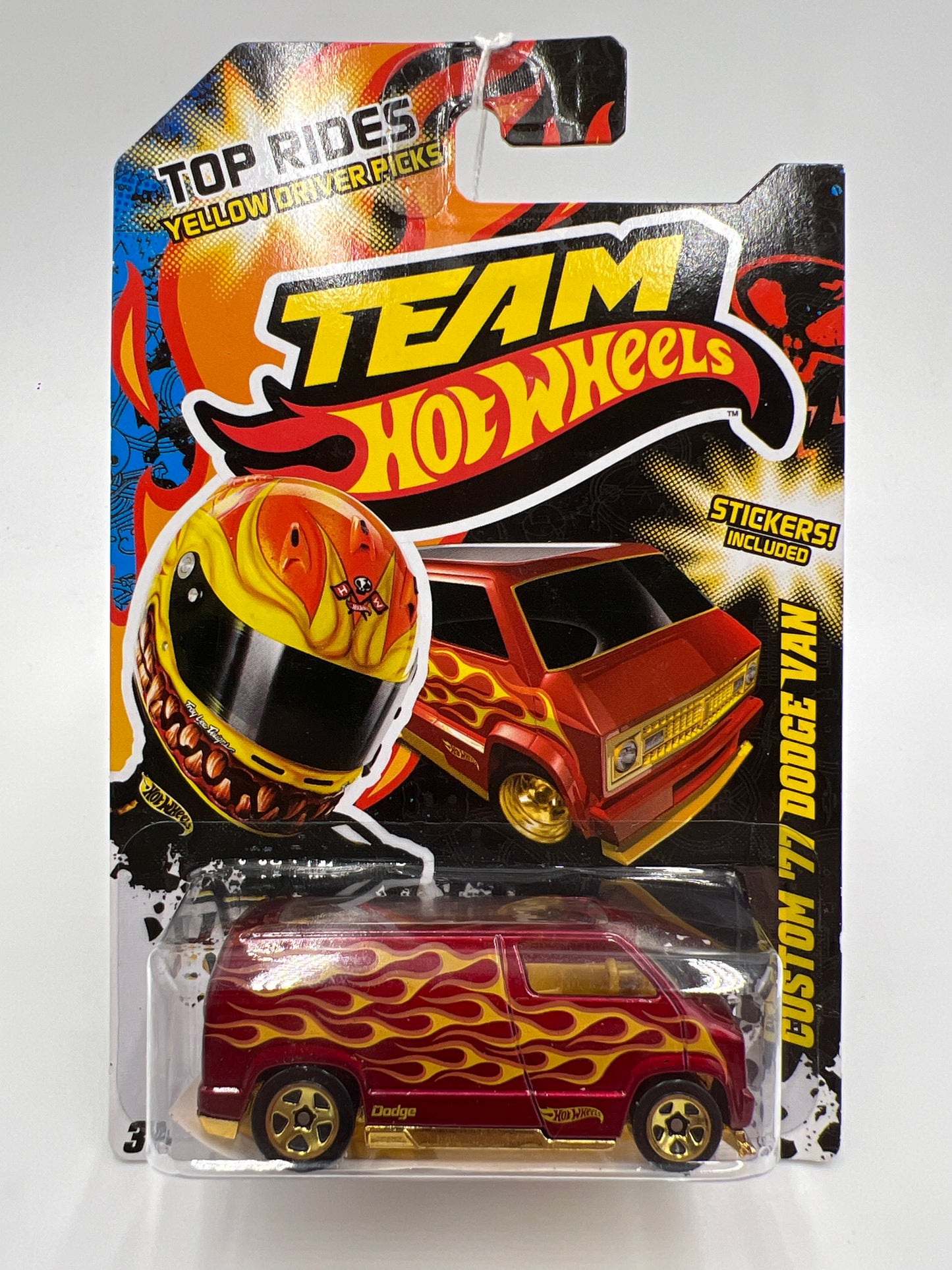 2012 Team Hot Wheels Top Rides Yellow Driver Picks Custom 77 Dodge Van Red 153A