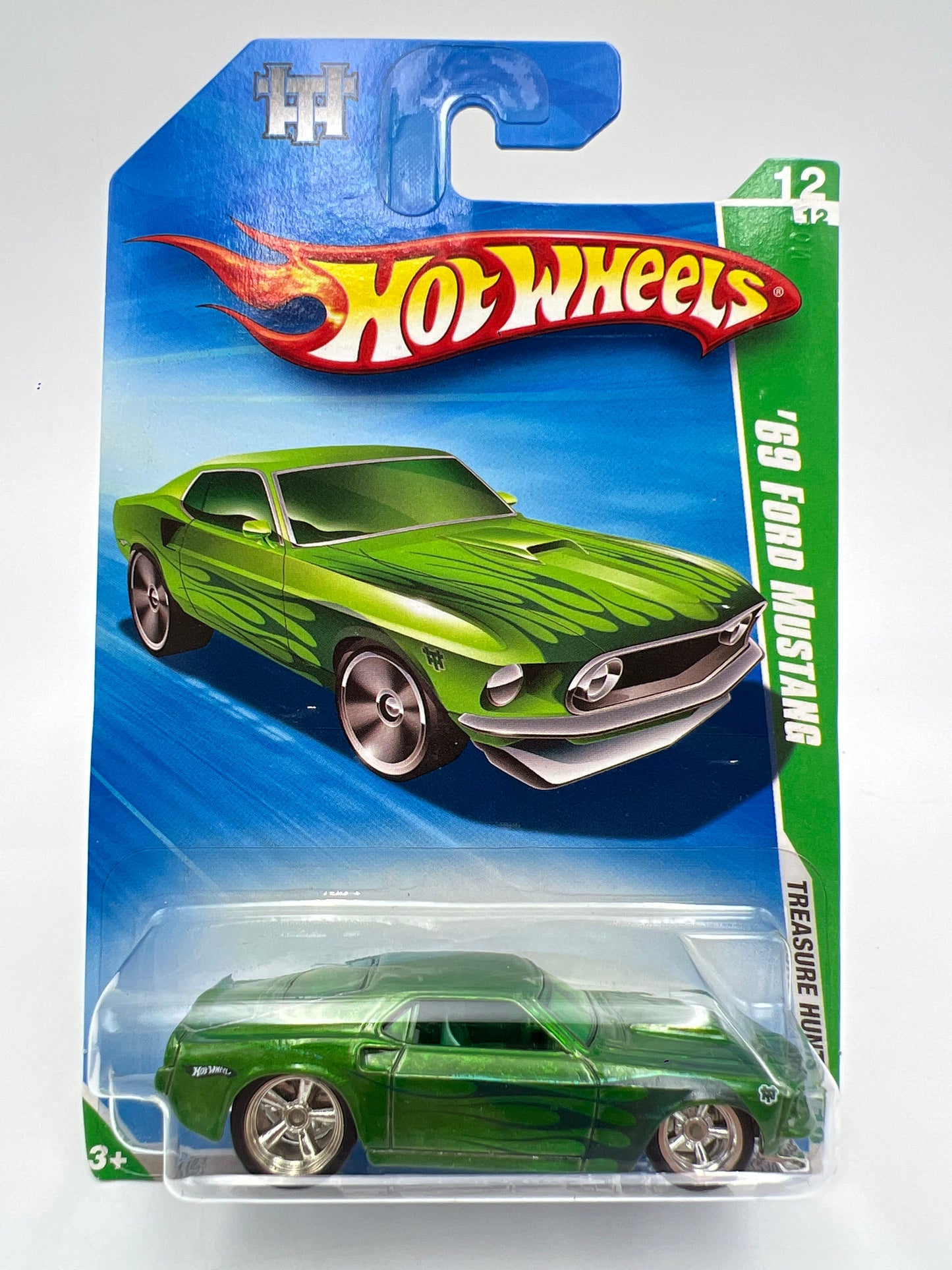 2010 Hot Wheels Super Treasure Hunt #56 69 Ford Mustang Green W/Protector