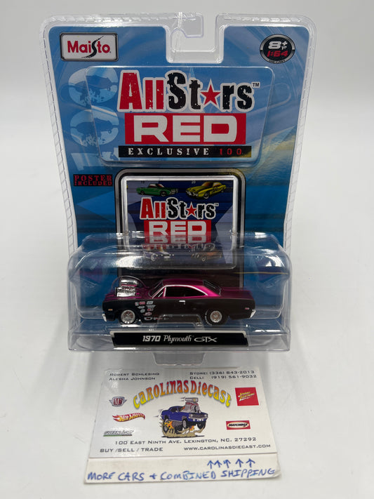 Maisto All Stars Red Exclusive 1970 Plymouth GTX 184B