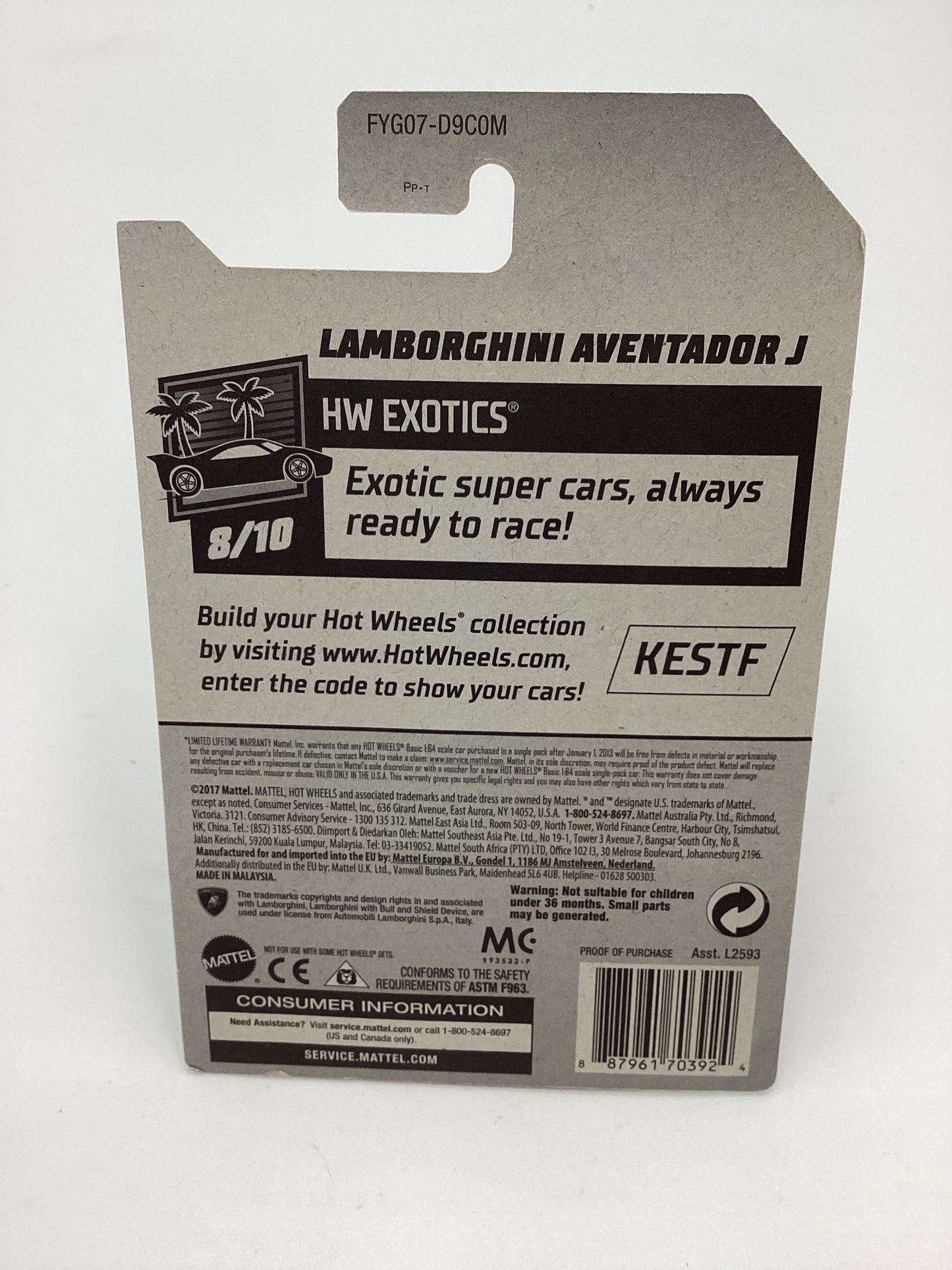 2019 Hot Wheels Super Treasure Hunt #223 Lamborghini Aventador J W/Protector