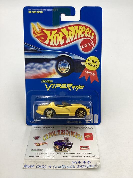 Hot Wheels Blue Card Collector No. 210 Dodge Viper R/T 10 Yellow *Never seen or listed variation yellow window* with protector