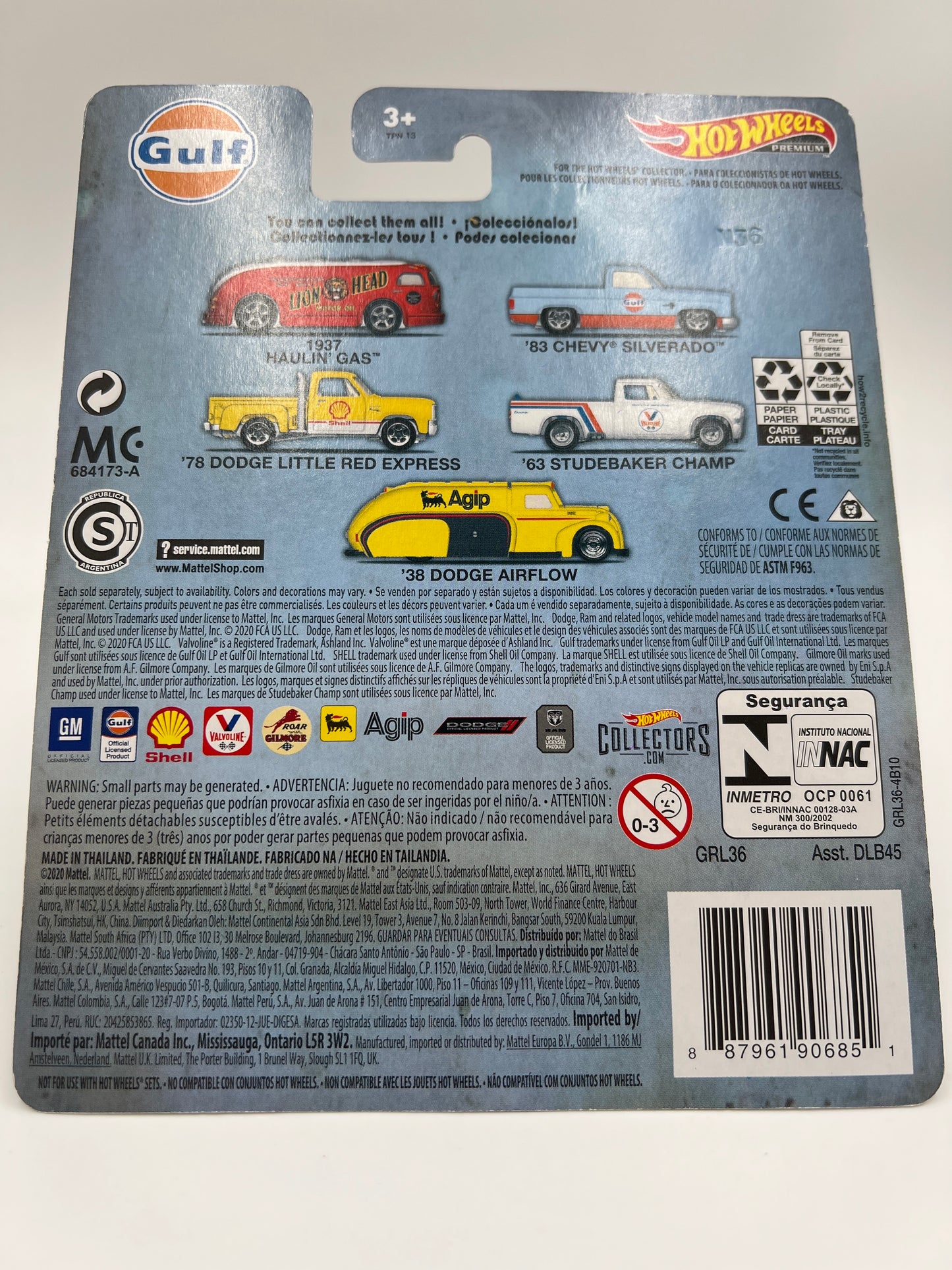 Hot Wheels Car Culture Vintage Oil #2 83 Chevy Silverado Gulf Blue W/Protector