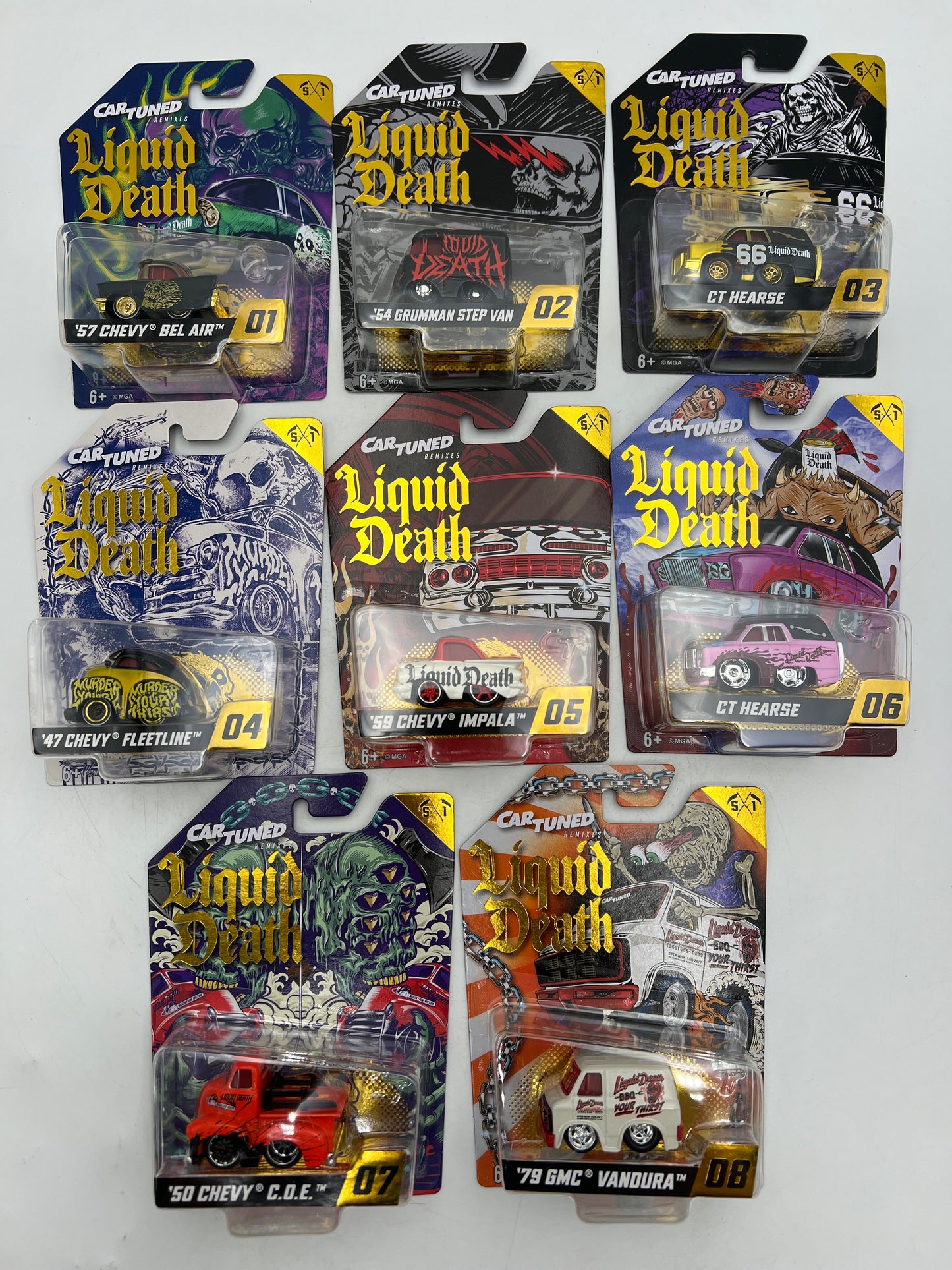 MGA Car Tuned Remixes Liquid Death Series 1 Complete Set Of 8