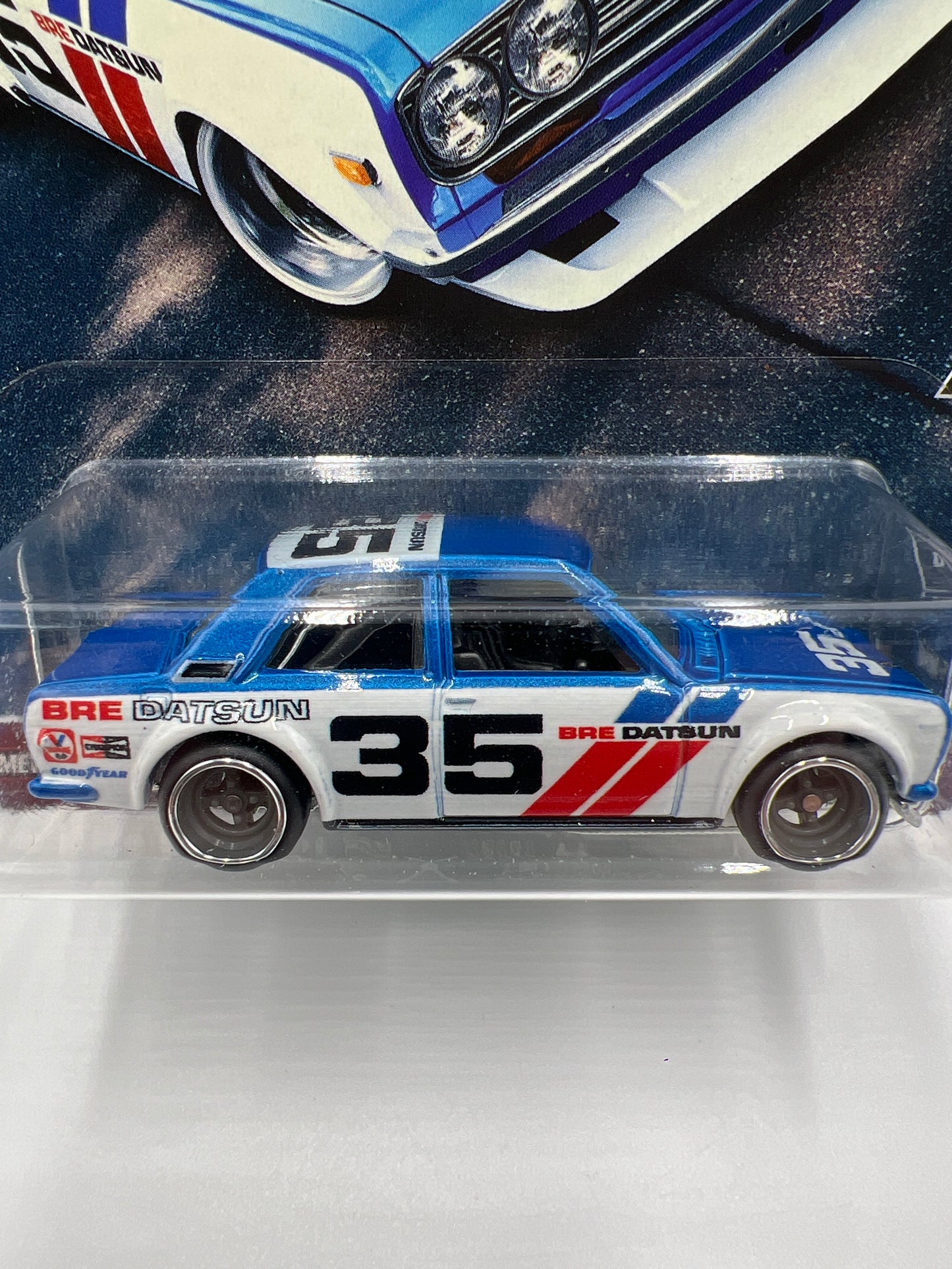 2017 HW RLC Premium Race Day #0 BRE Datsun Bluebird 510 Blue/White W/Protector