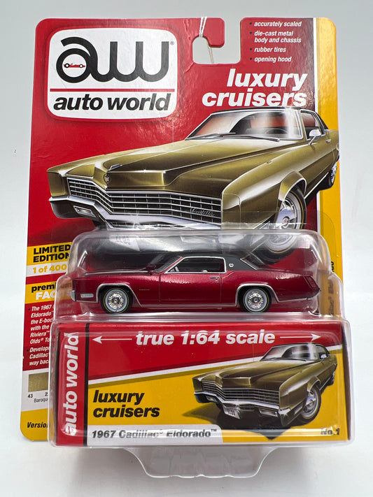 Auto World Ultra Red Chase Luxury Cruisers Release 1 Version B 1967 Cadillac Eldorado Red