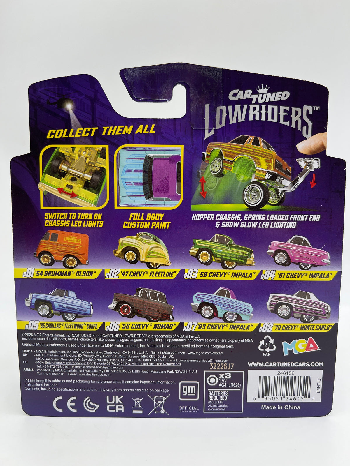 MGA Car Tuned Series 4 Show Glow Lowriders #7 63 Chevy Impala Light Blue/Purple