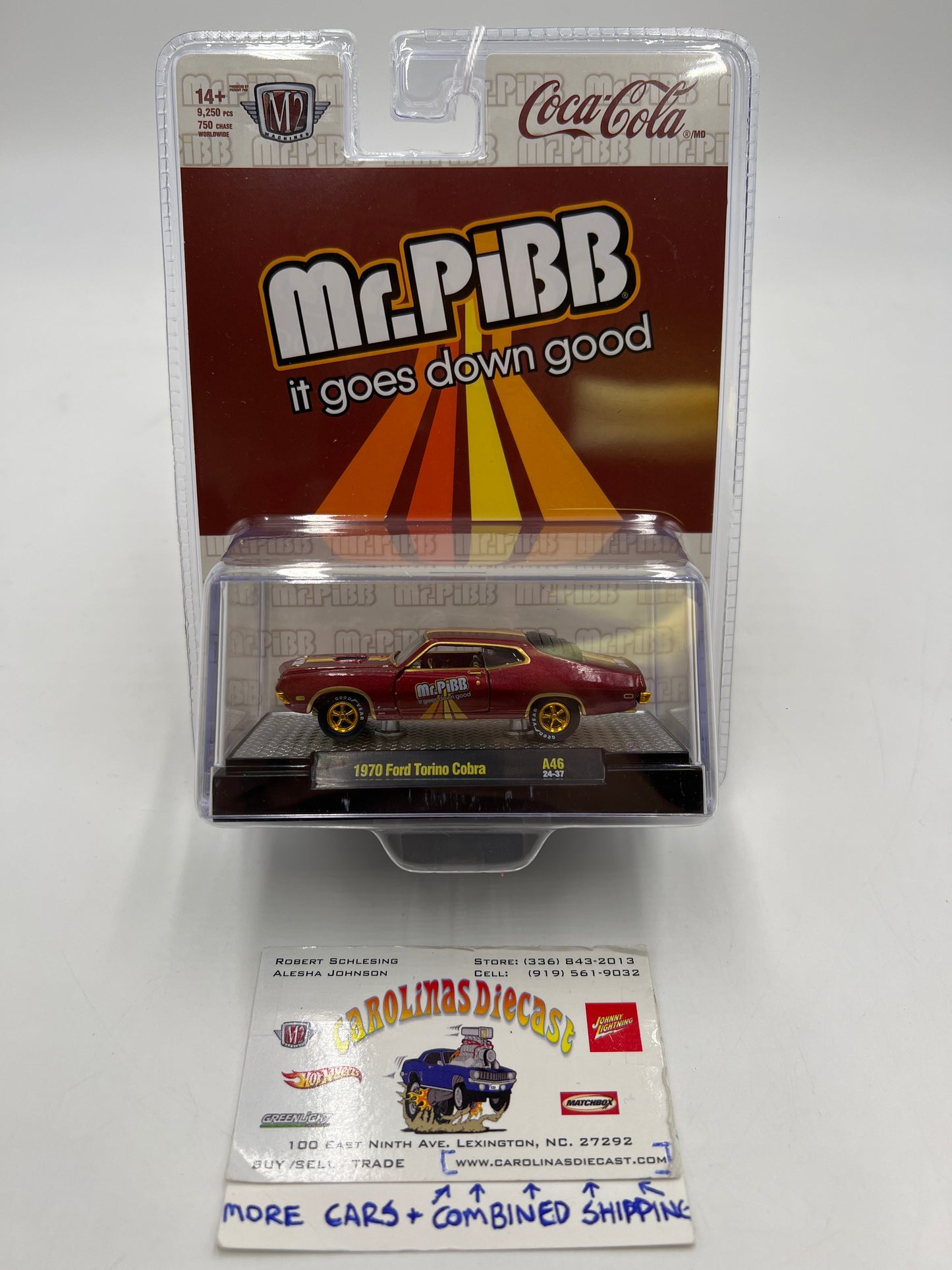 2024 M2 Machines Coca Cola Mr. Pibb 1970 Ford Torino Cobra Brown CHASE A46