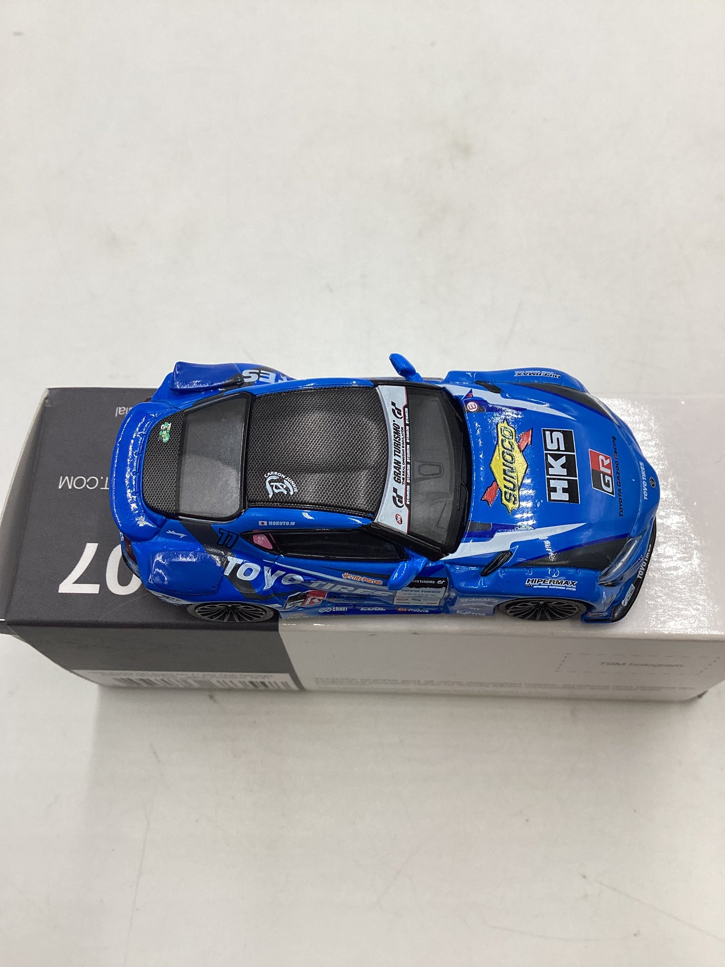 Mini GT #307 Opened HKS Toyota GR Supra No. 77 Blue