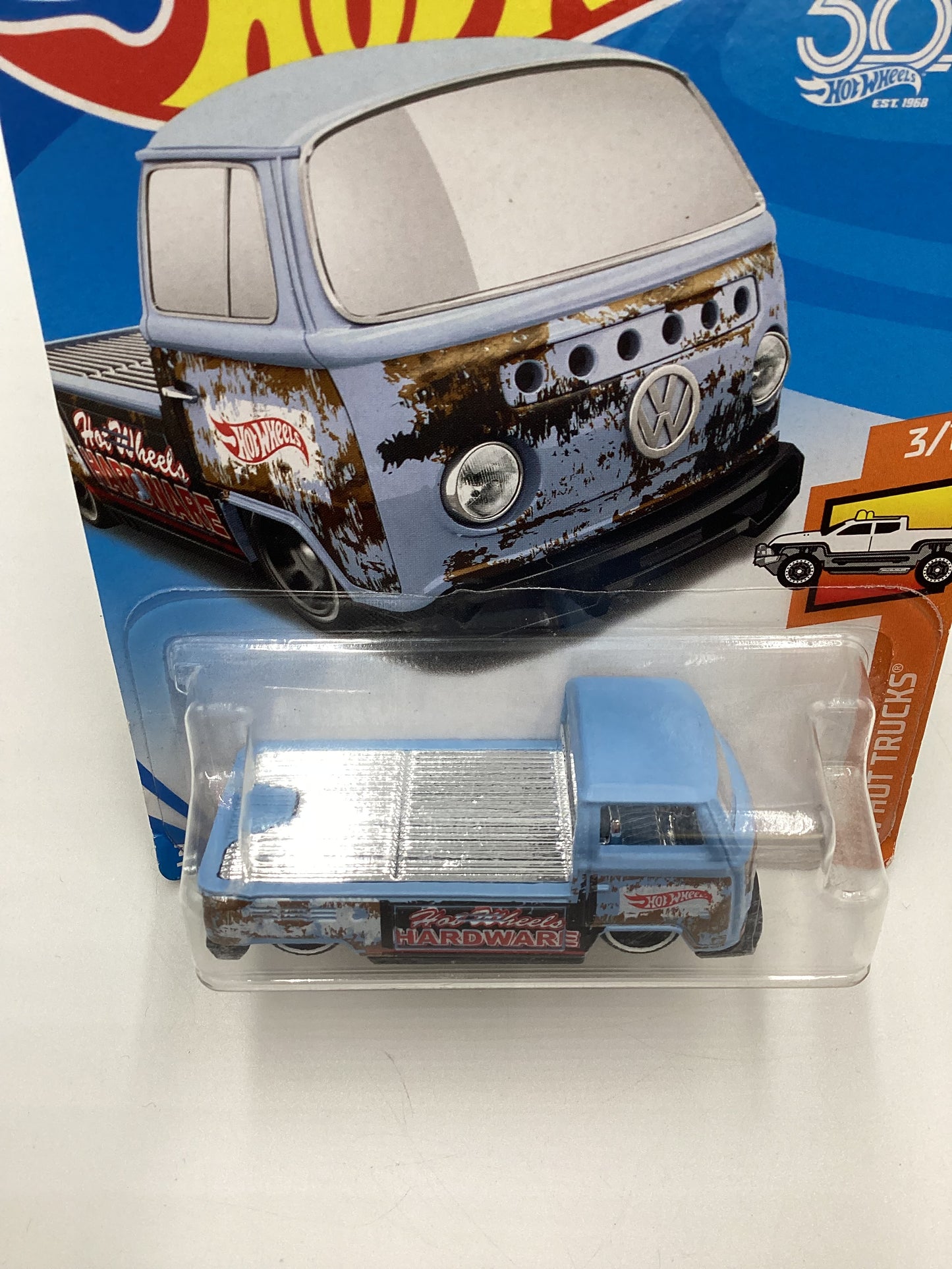 2018 Hot Wheels Hot Trucks #297 Volkswagen T2 Pickup Light Blue 96C