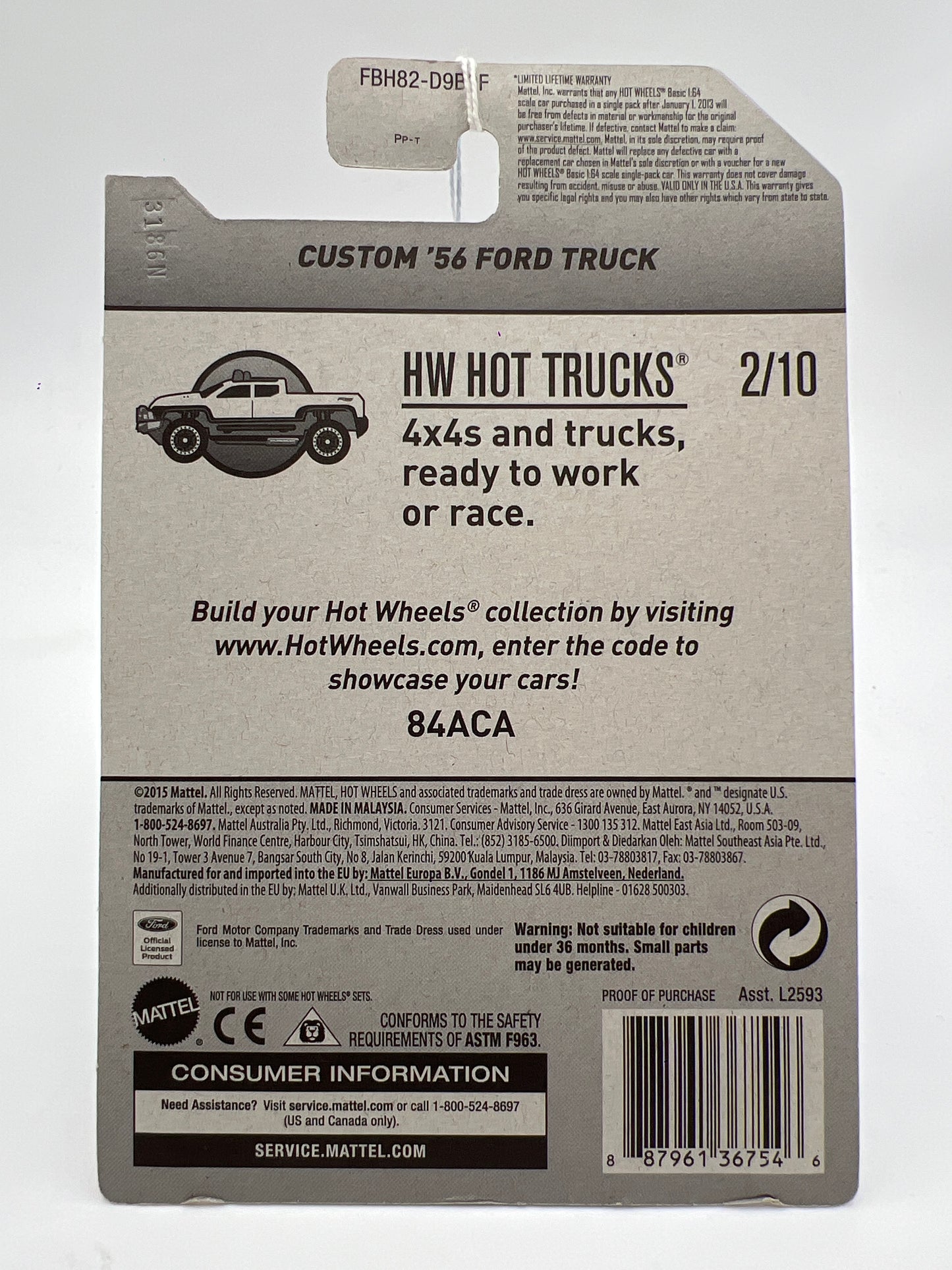 2017 Hot Wheels Kmart Exclusive HW Hot Trucks Custom 56 Ford Truck Light Blue 239F