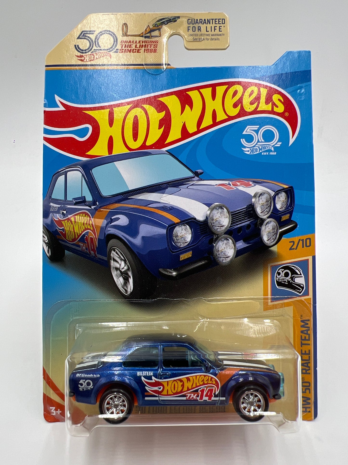 2018 Hot Wheels Super Treasure Hunt 70 Ford Escort RS1600 Blue W/Protector Card Not Perfect