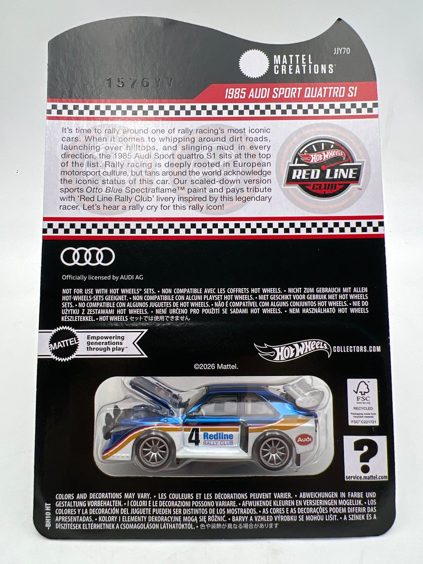 2026 Hot Wheels RLC Exclusive 1985 Audi Sport Quattro S1 Blue/White W/Protector